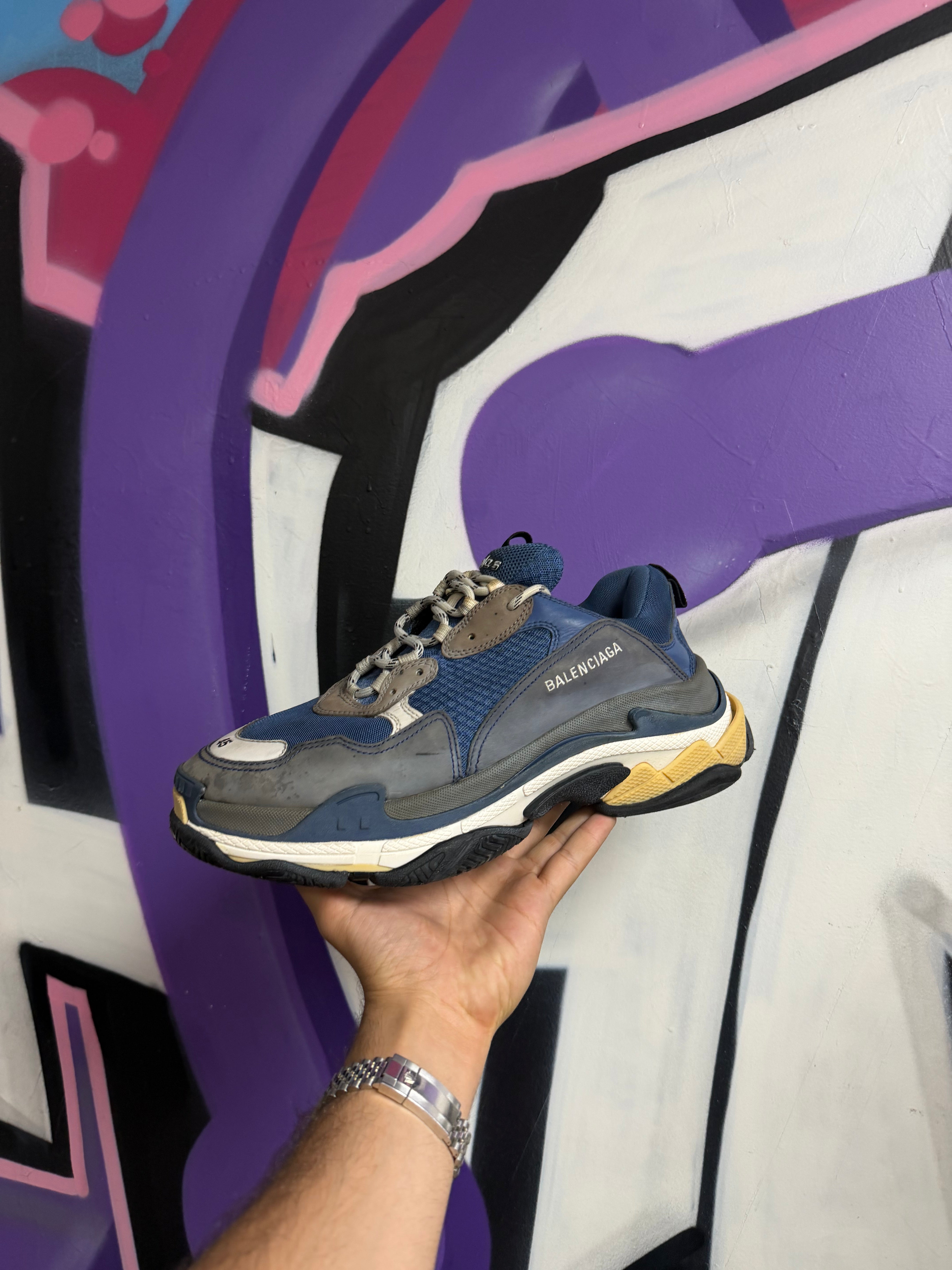 Balenciaga Blue White Triple S Sneakers