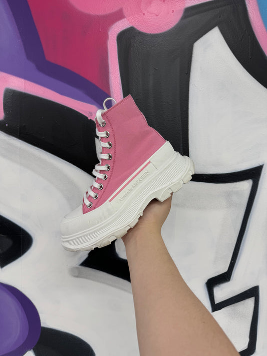 Alexander McQueen Pink Oversize Sneakers Used 36 With Box