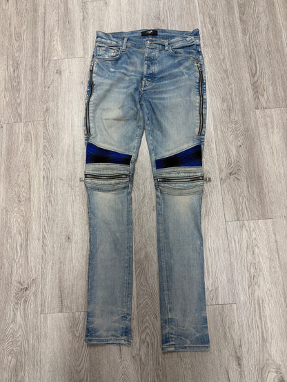 Amiri MX2 Light Wash Blue Plaid