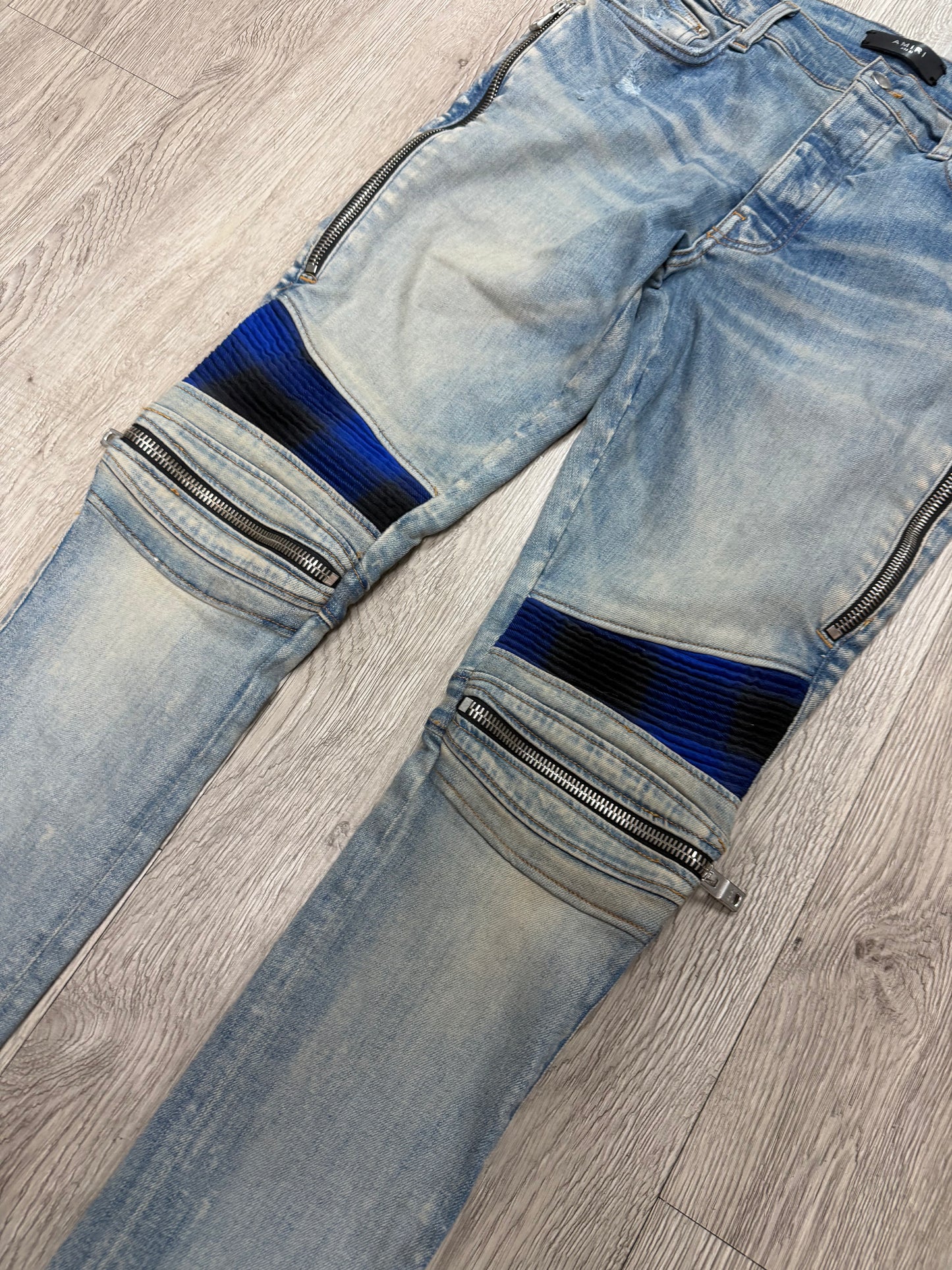 Amiri MX2 Light Wash Blue Plaid