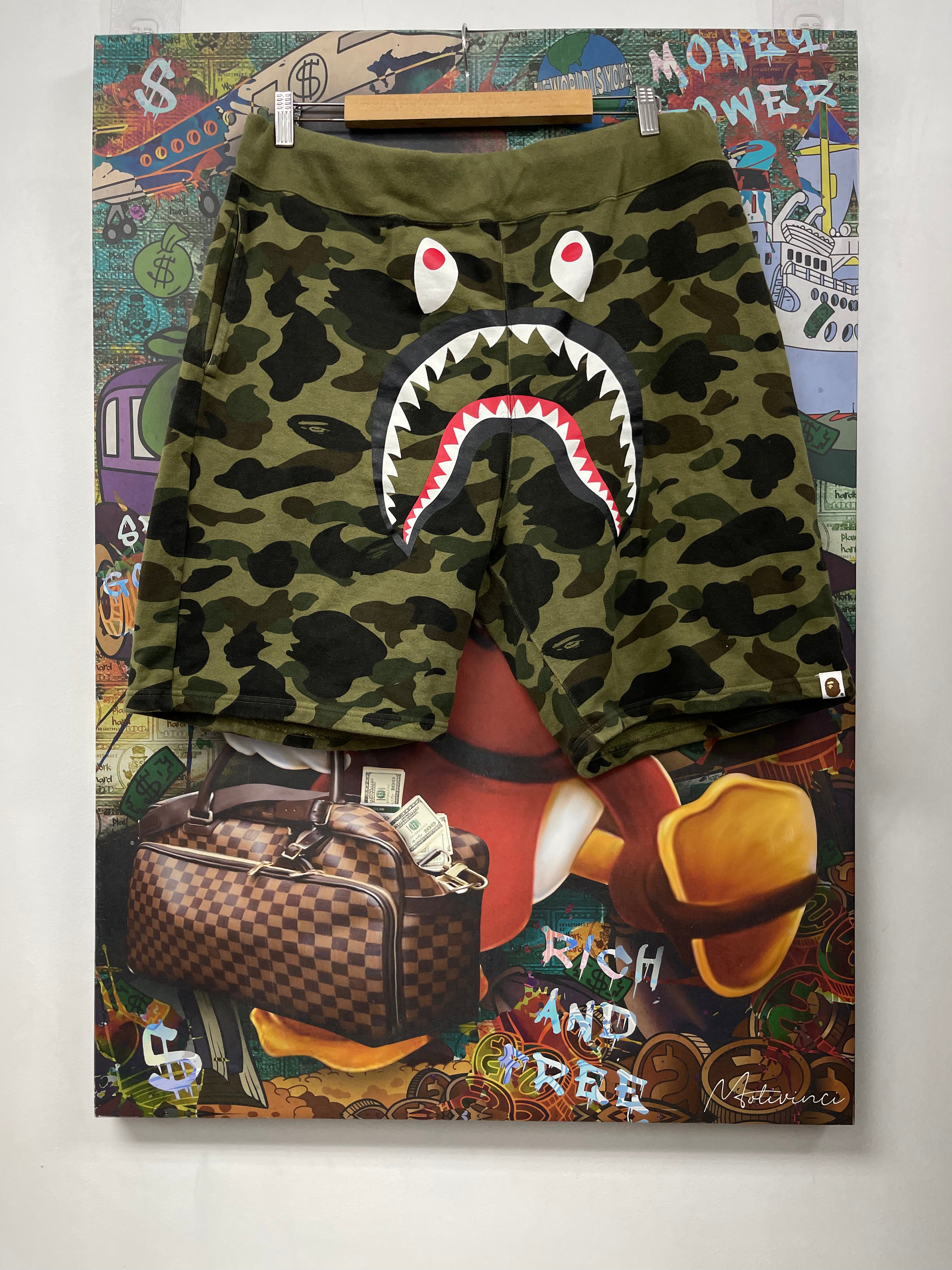 BAPE Green Camo Shark Shorts