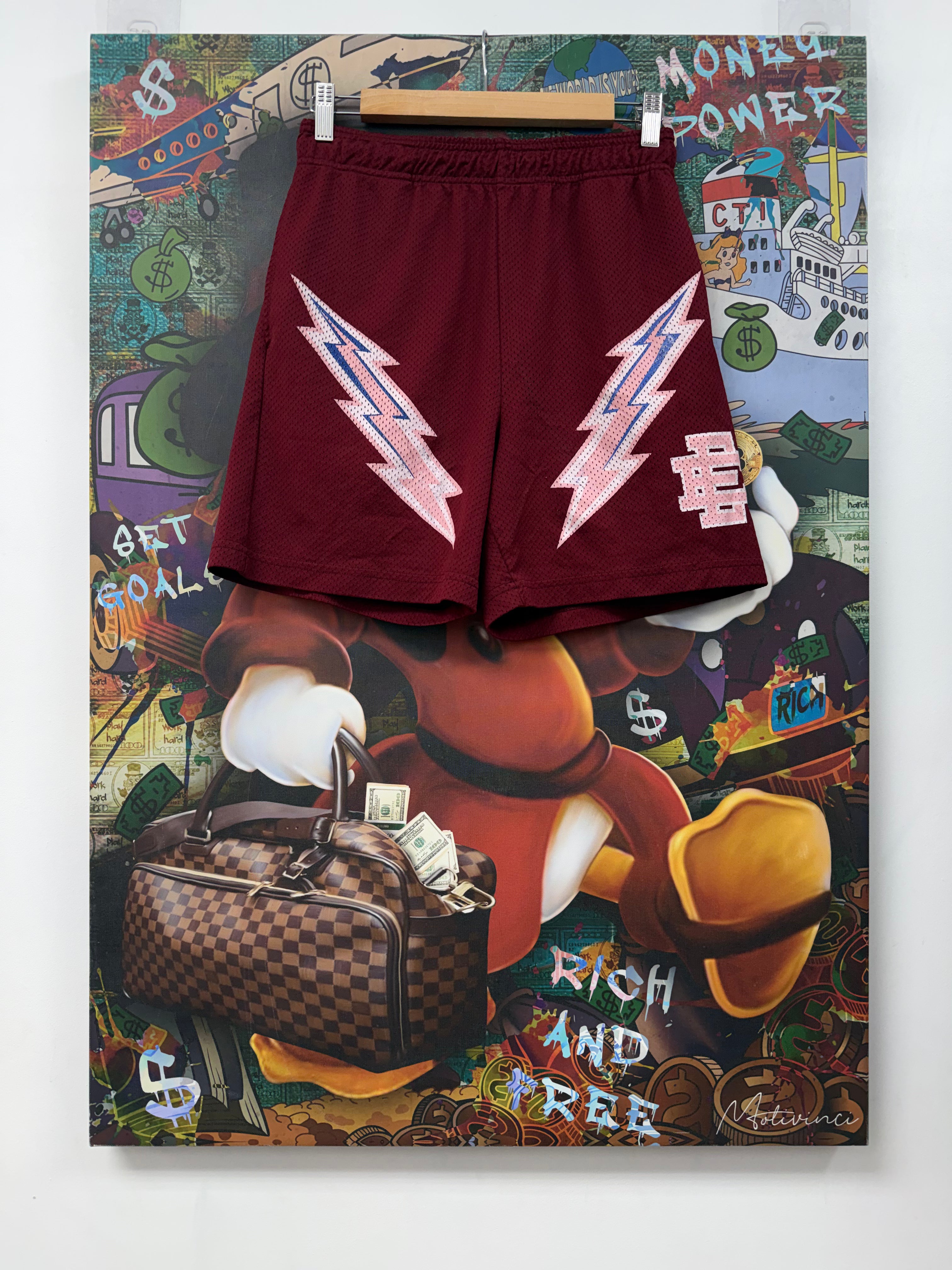 Eric Emanuel Burgundy Pink Bolt Shorts