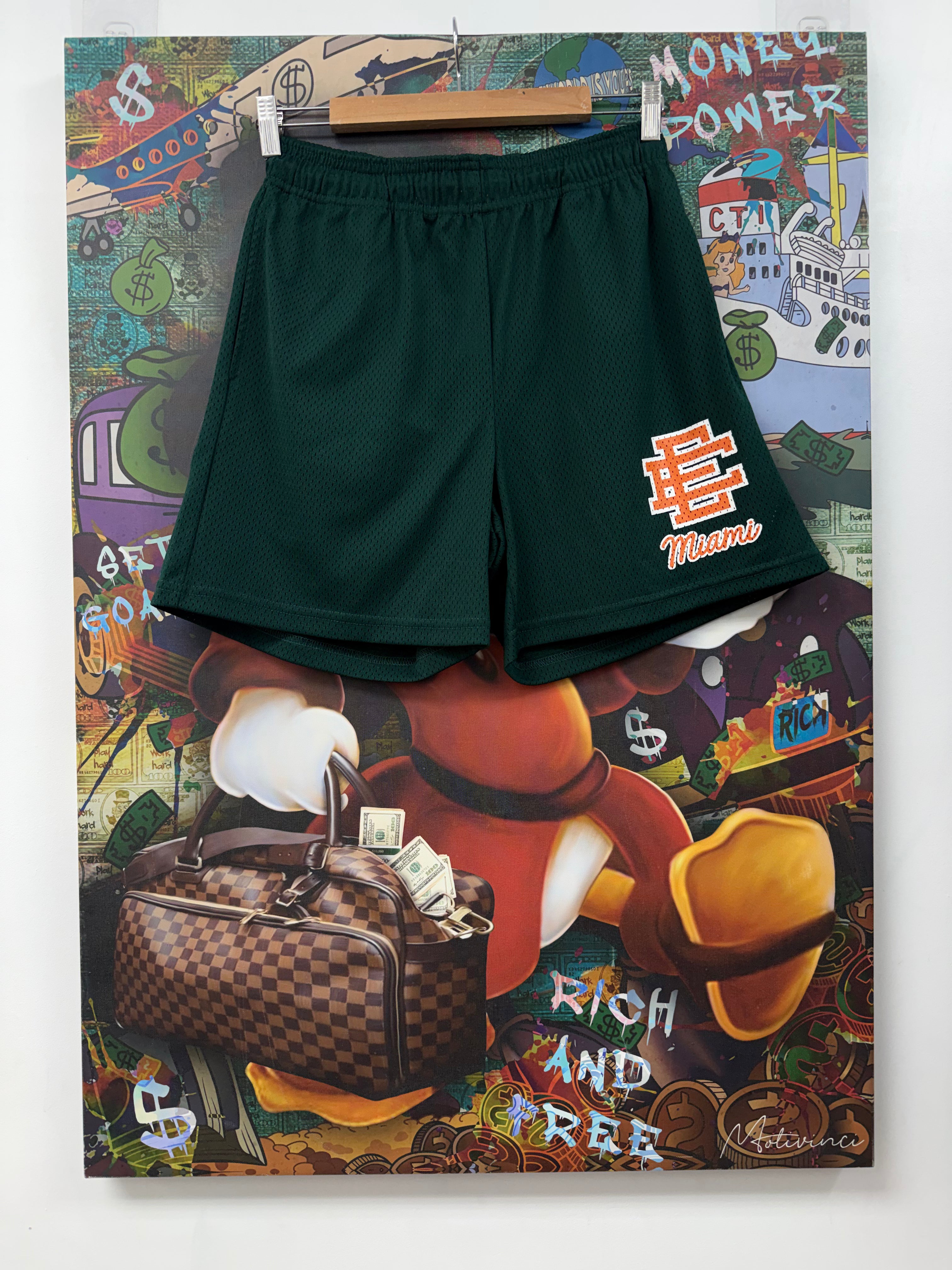 Eric Emanuel Green Orange Miami Shorts