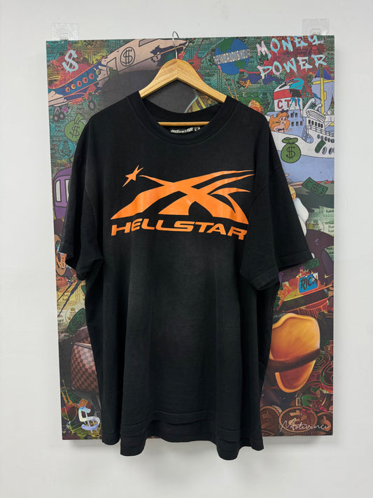 Hellstar Sport Logo Tee Black Orange Used XXL N/A