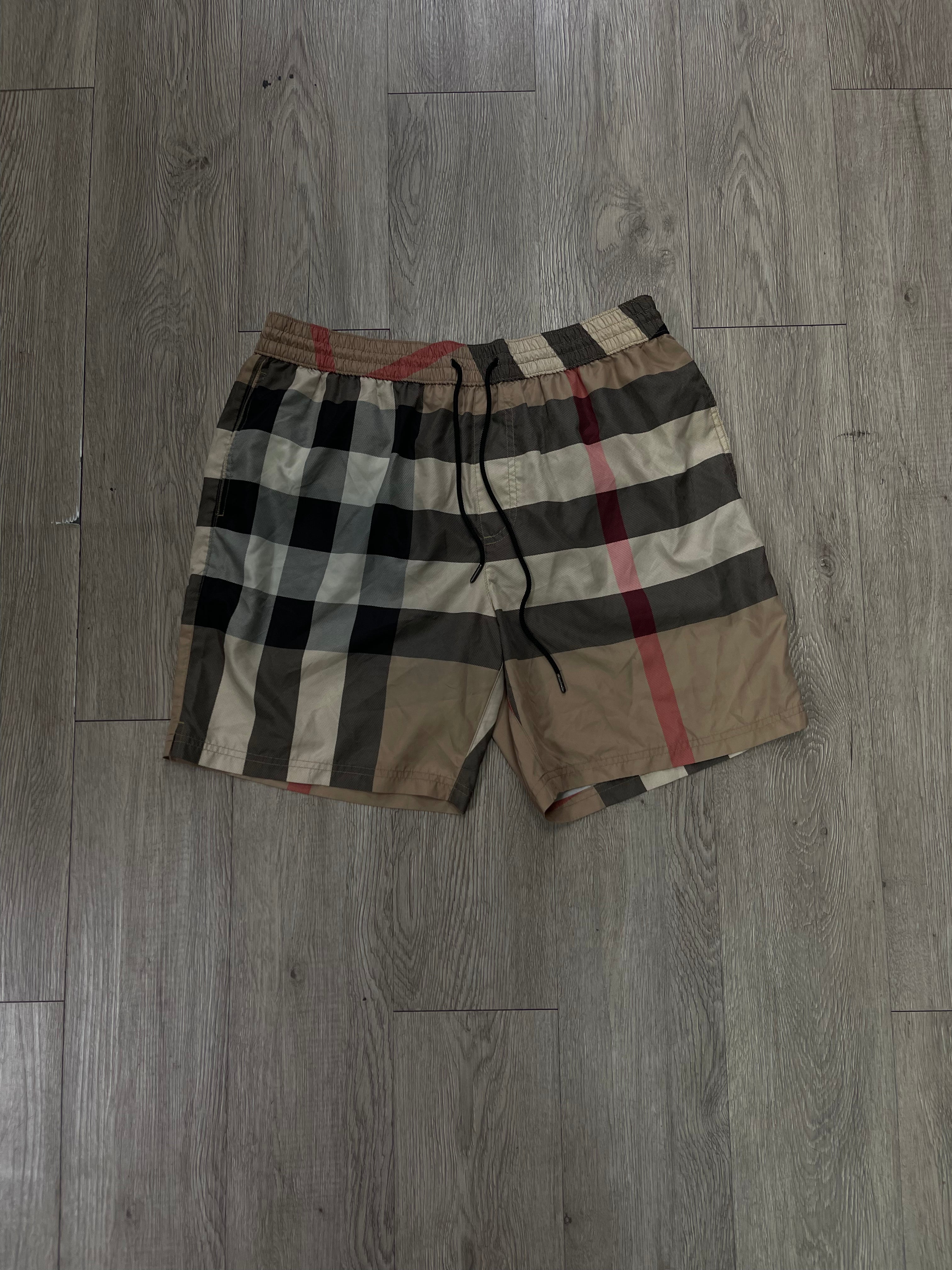 Burberry Plaid Monogram Swim Trunks