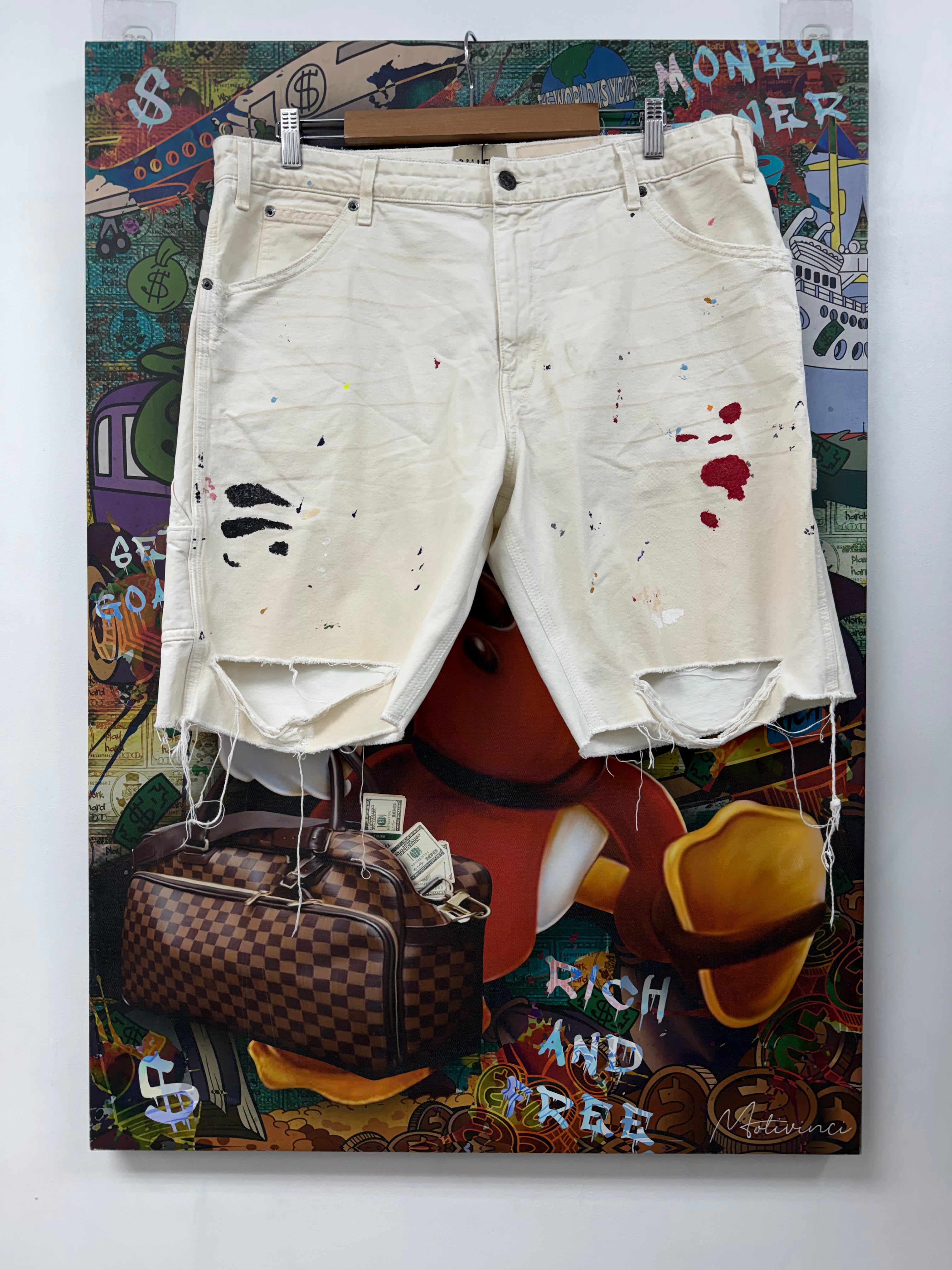 Gallery Dept Beige Paint Splatter Shorts