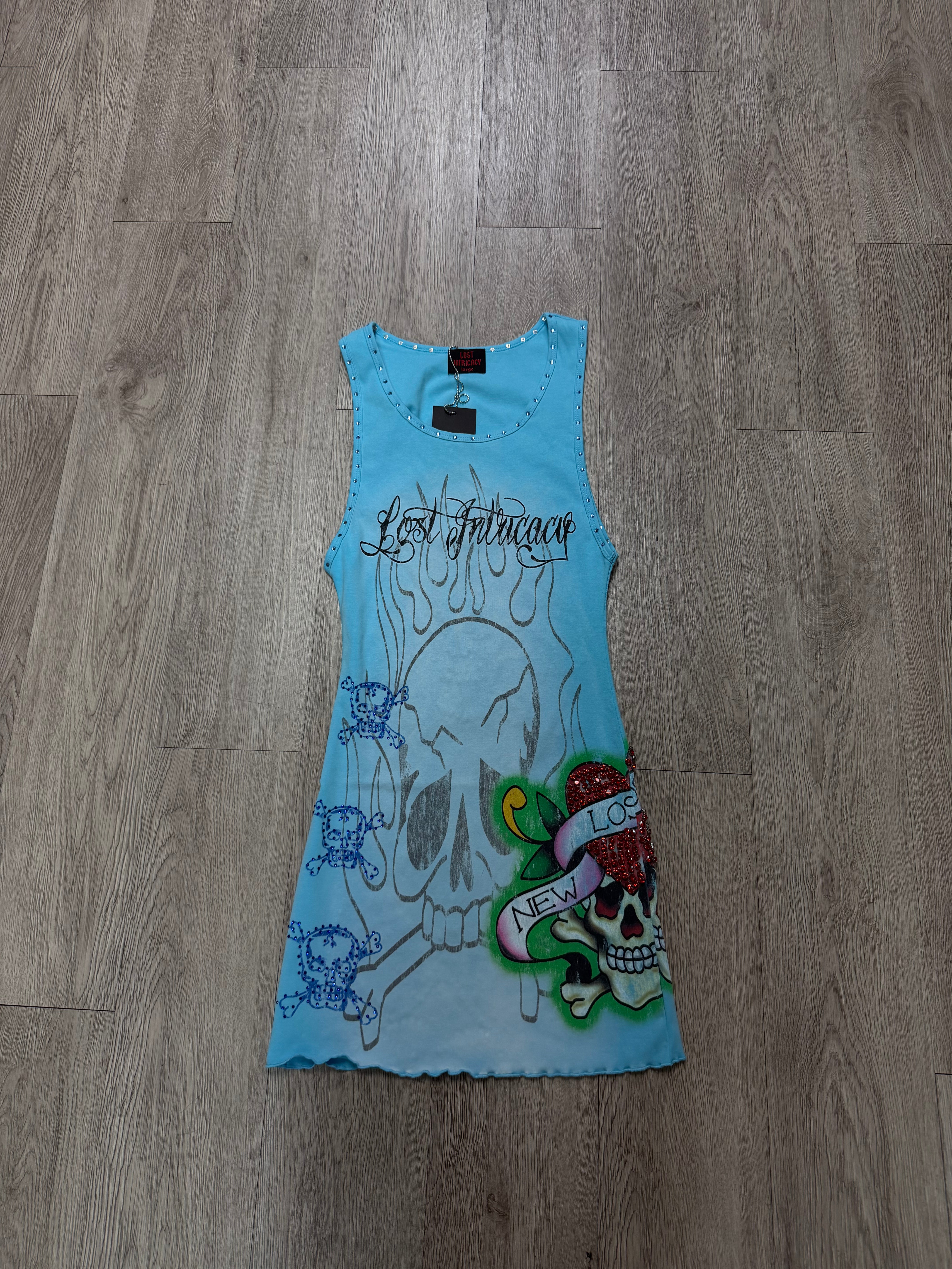 Lost intricacy 'Ink & Bones' Light Blue Dress