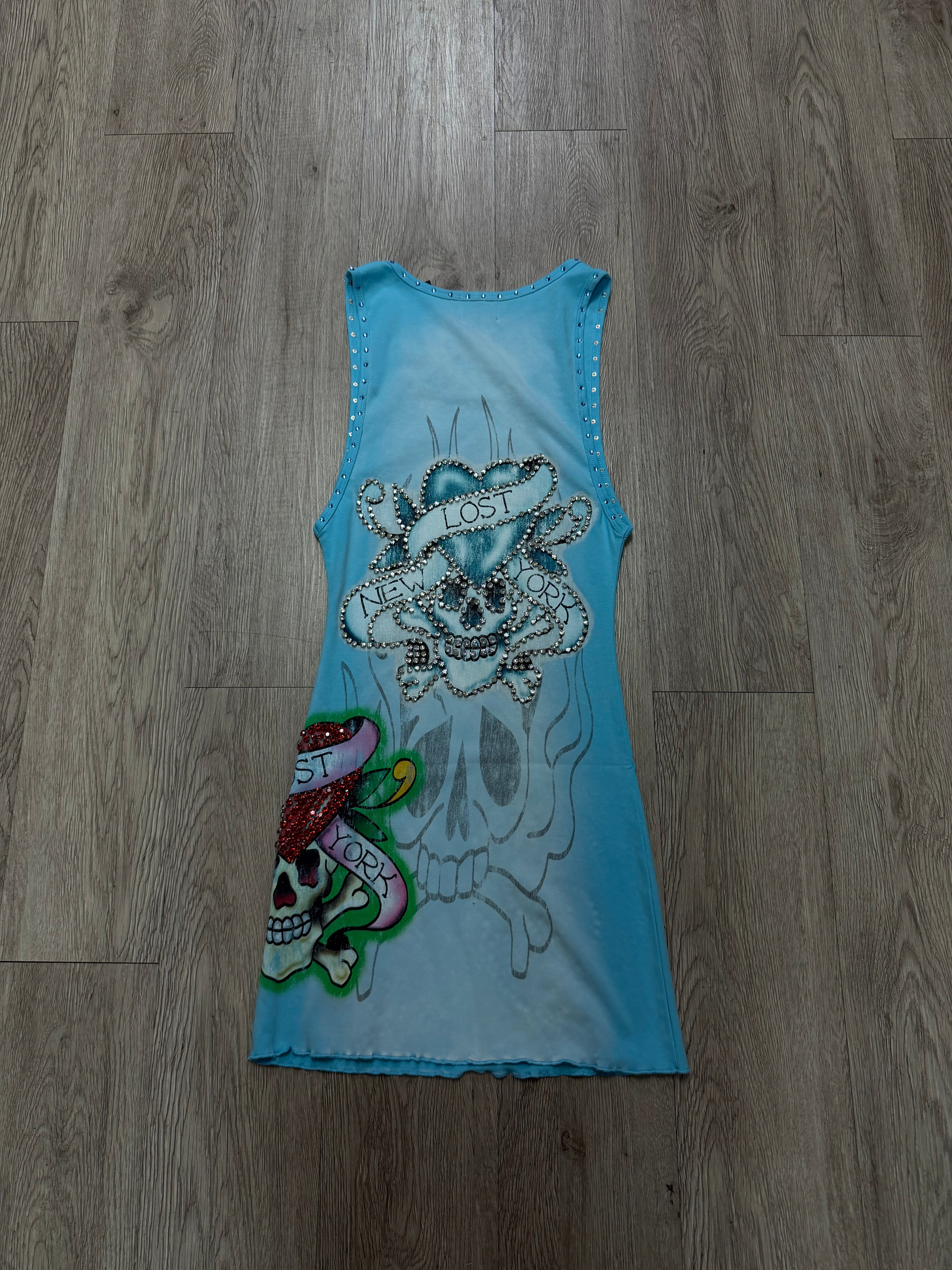 Lost intricacy 'Ink & Bones' Light Blue Dress