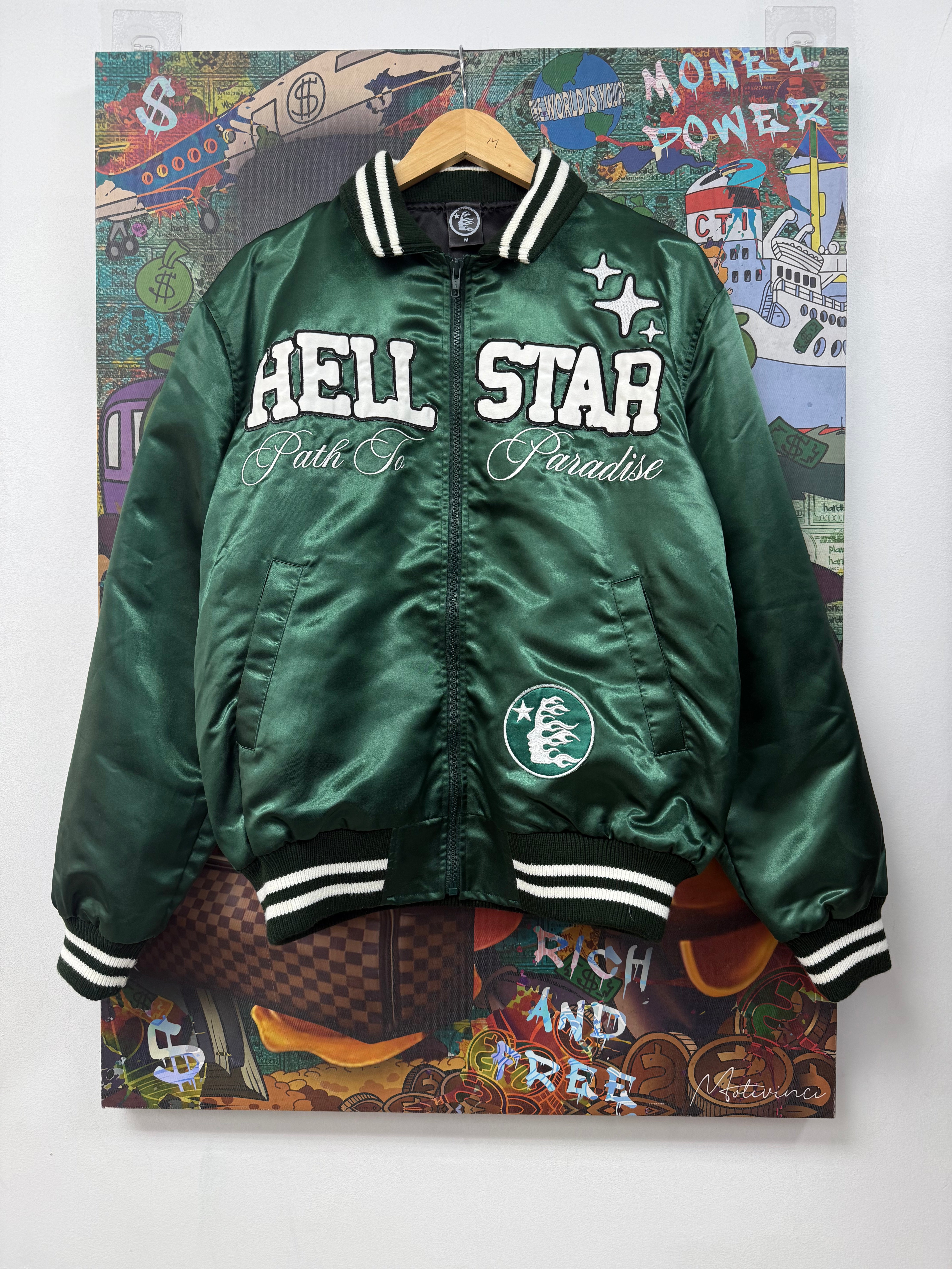 Hellstar Green Jesus F&F Bomber Jacket
