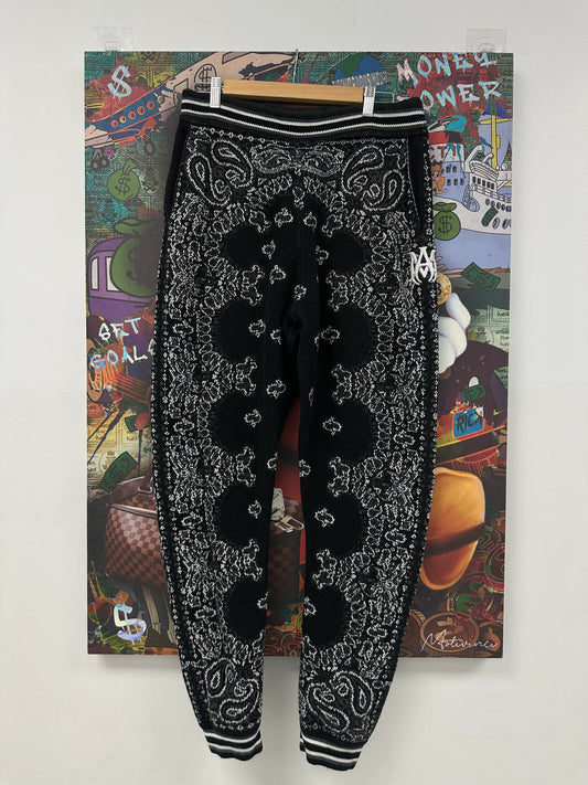 Amiri Knit Paisley Sweats Black Used Small