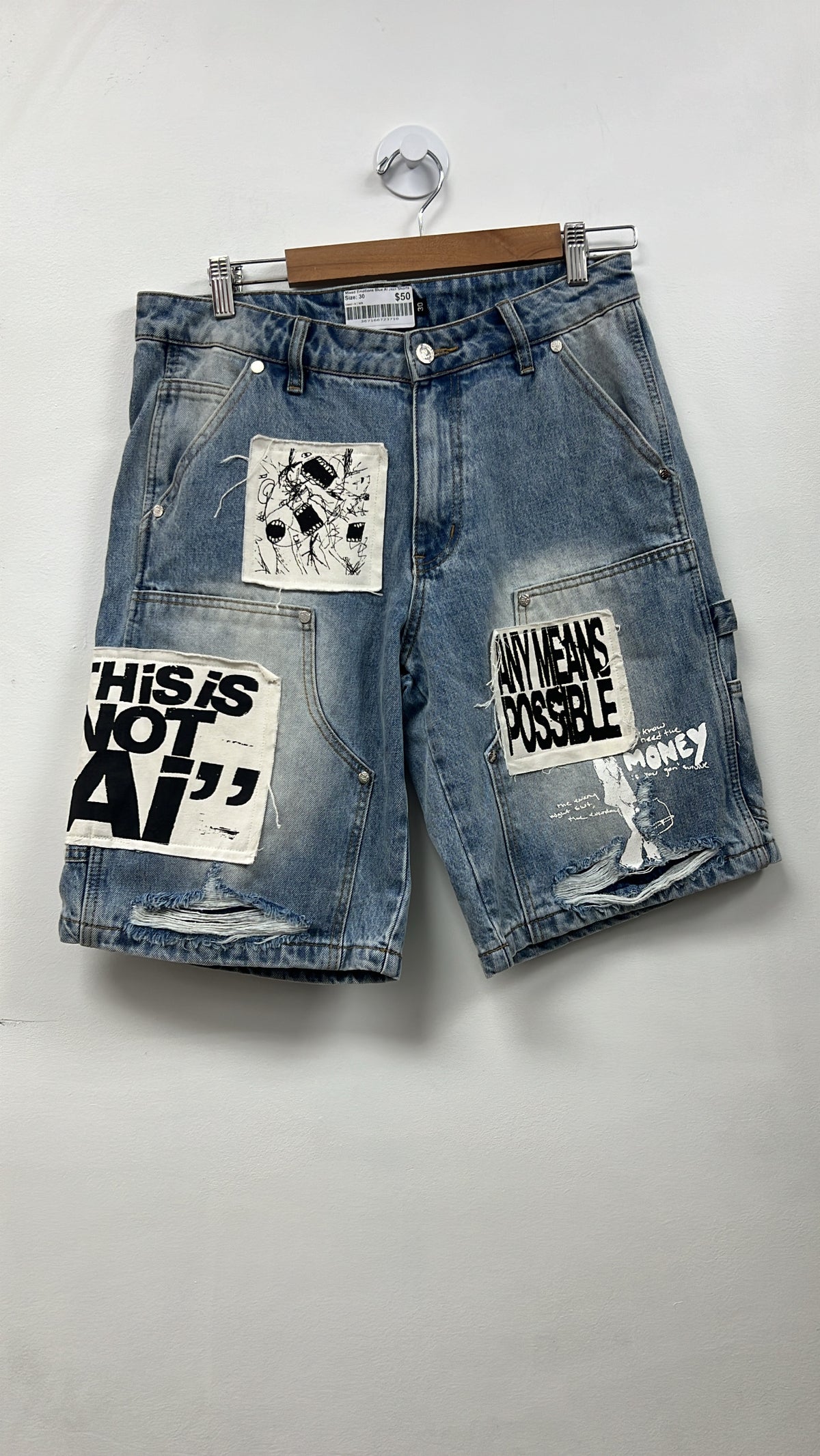 Mixed Emotions Blue Ai Jean Shorts