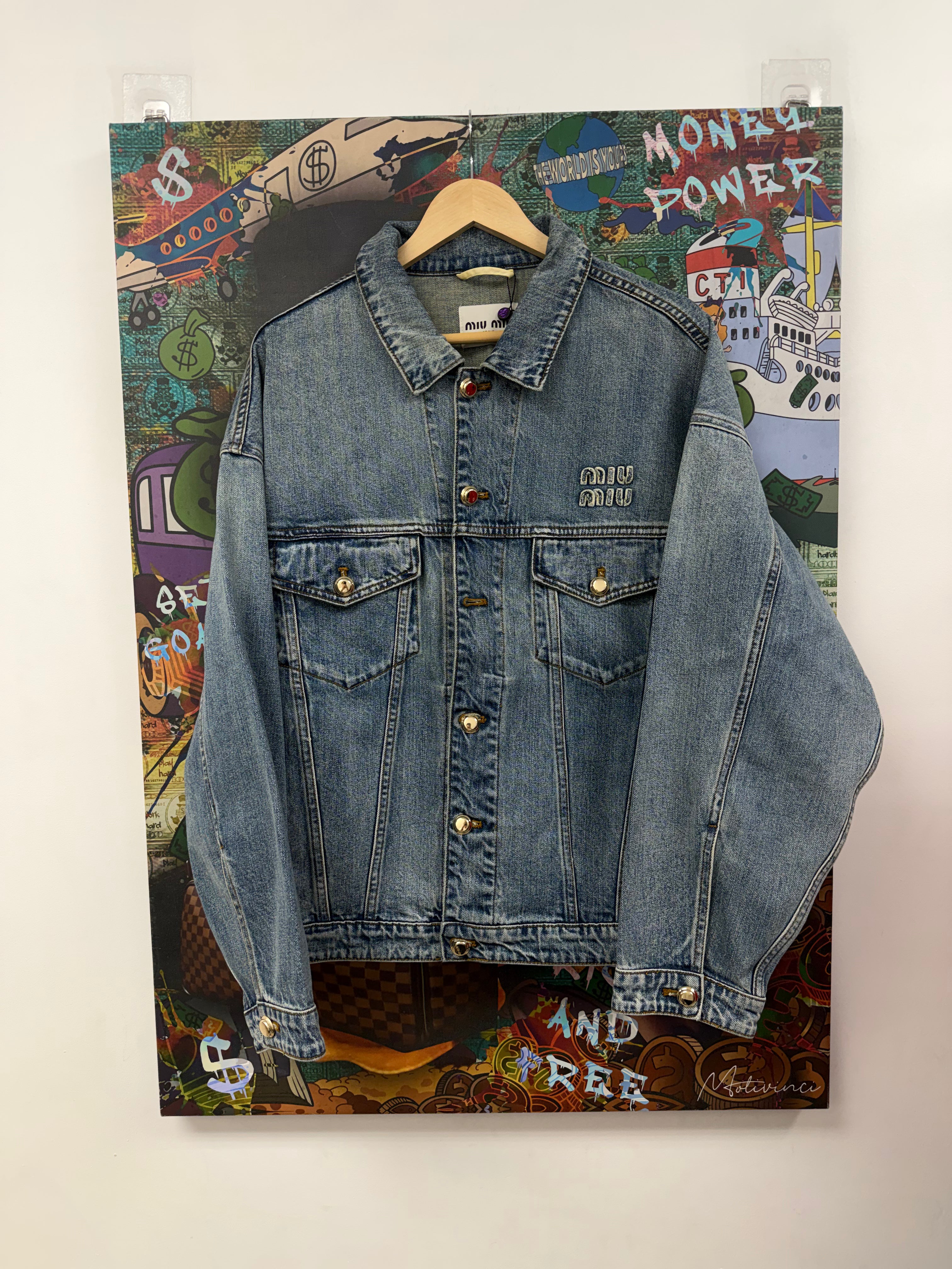 Miu Miu Applique Logo (Missing Button)(L) Denim Jacket