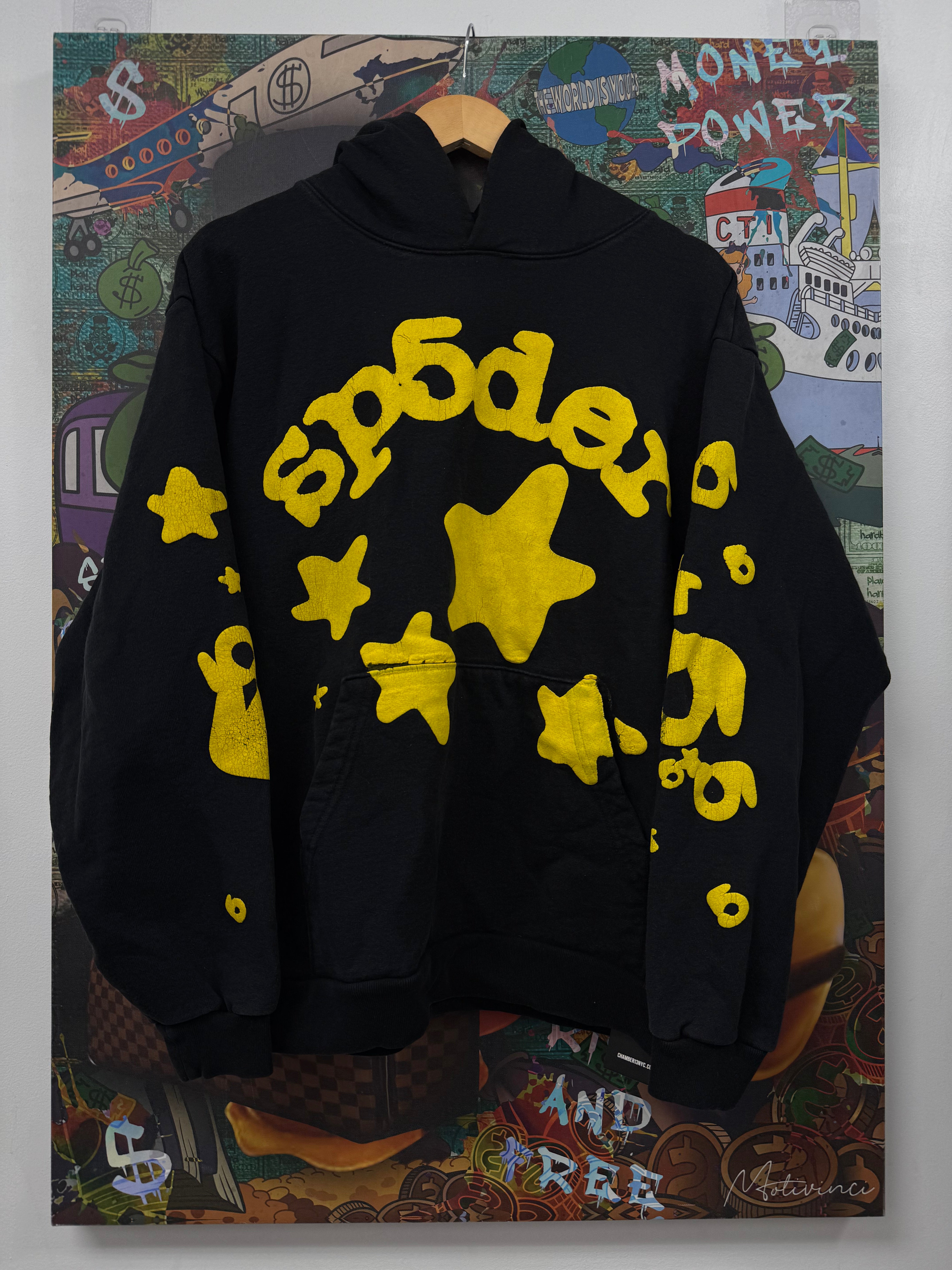 Sp5der Black Yellow Beluga Hoodie
