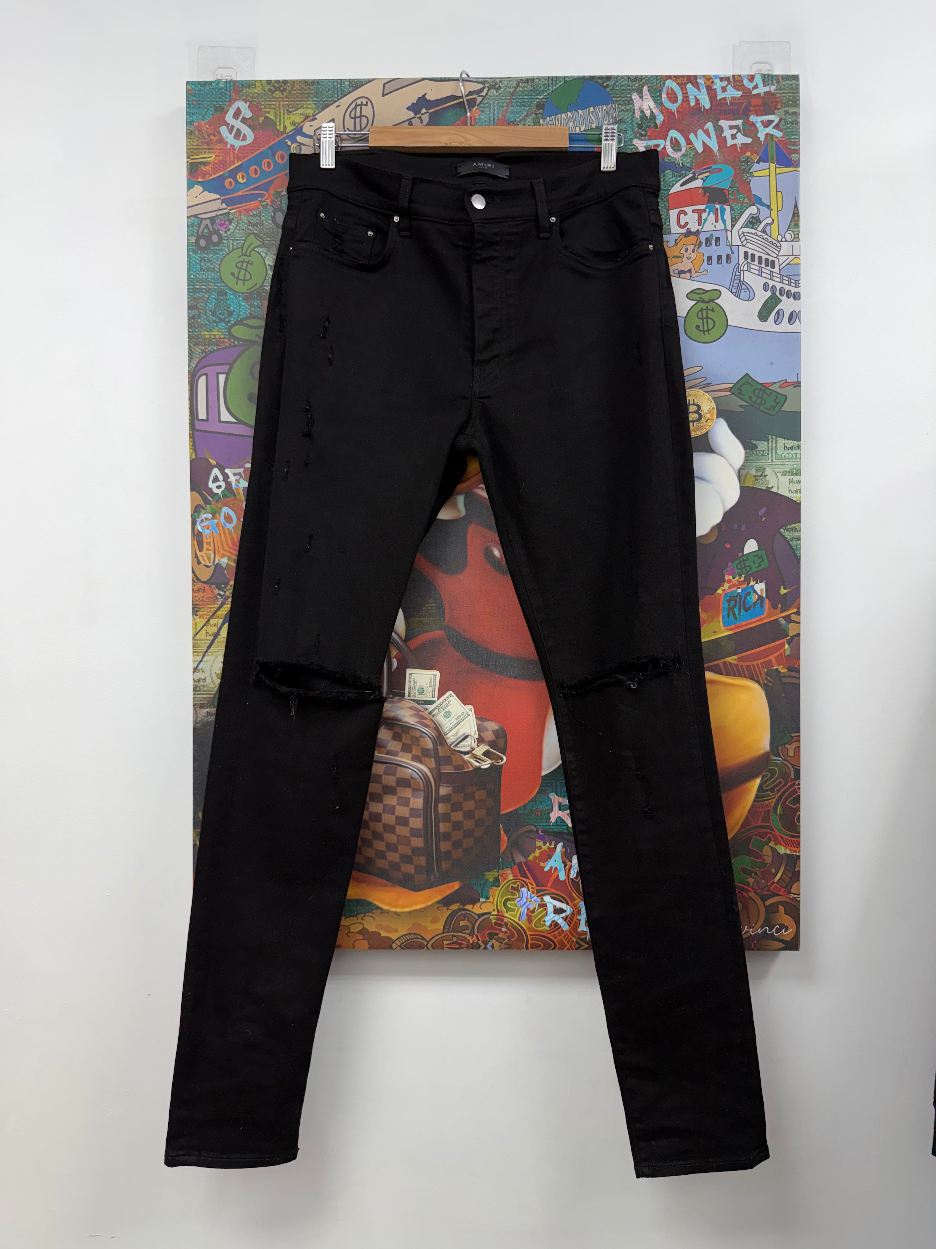 Amiri Black Knee Rip Jeans