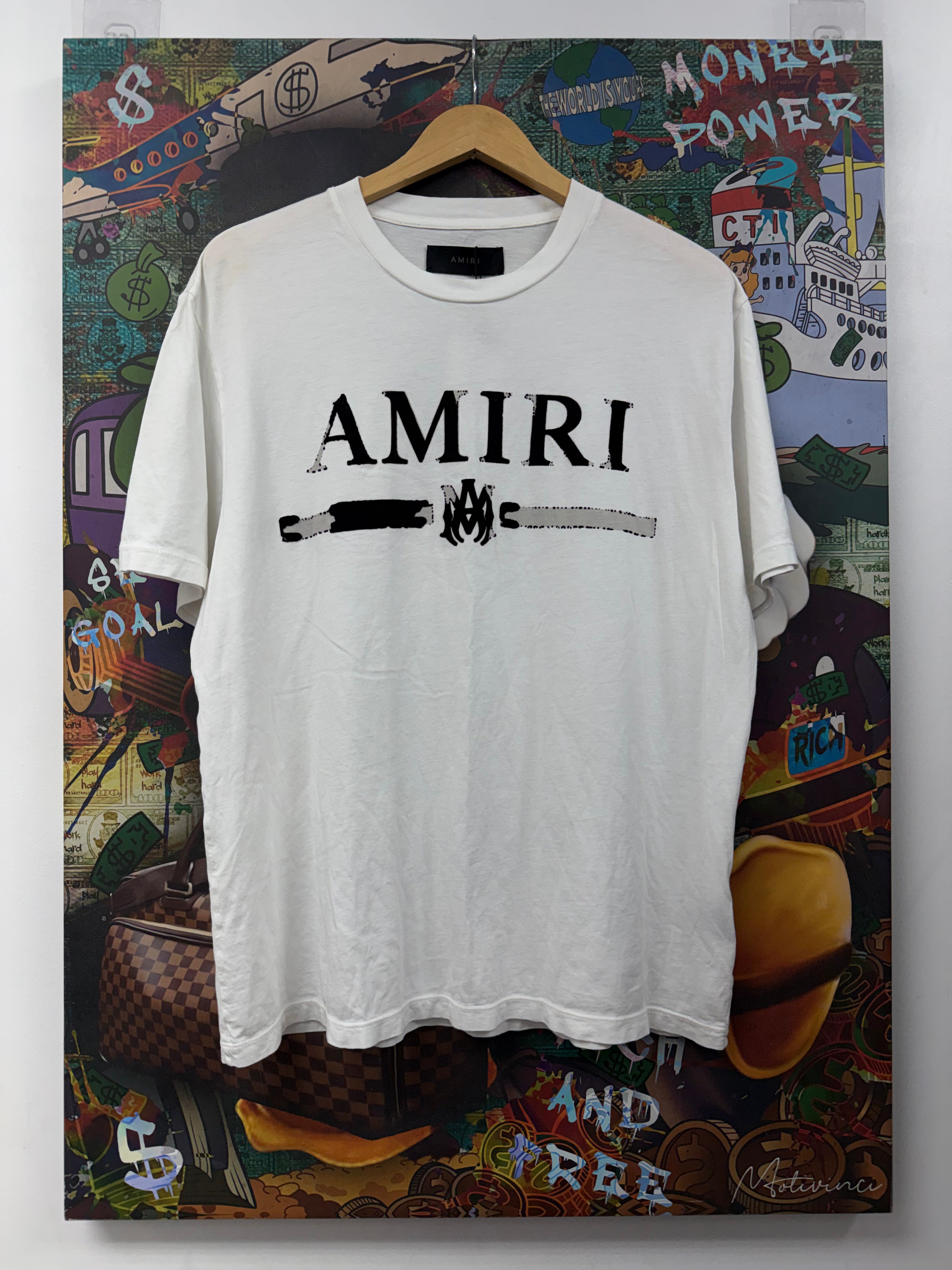 Amiri White Black Bar Tee