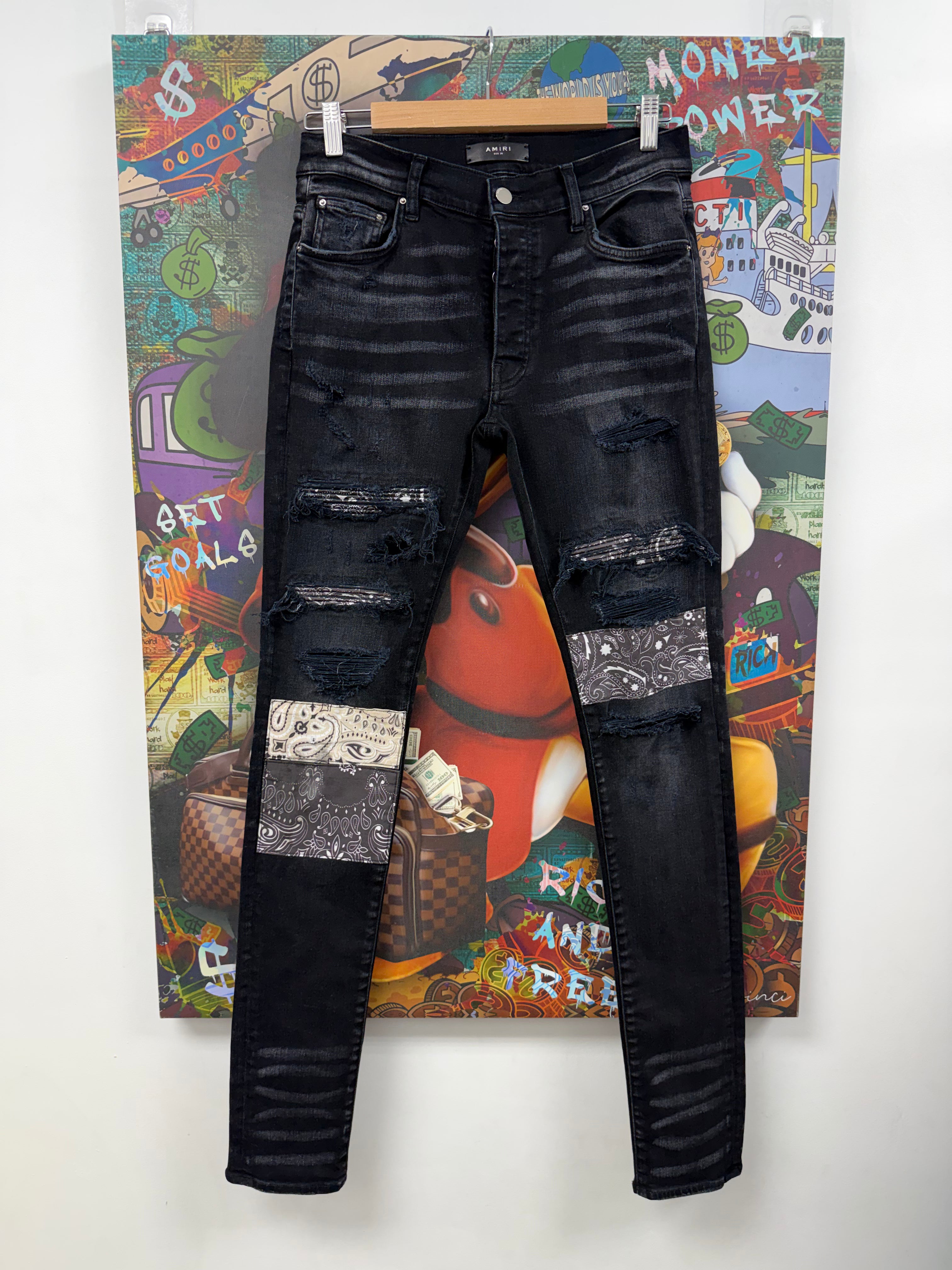 Amiri Black Vintage Patchwork Jeans