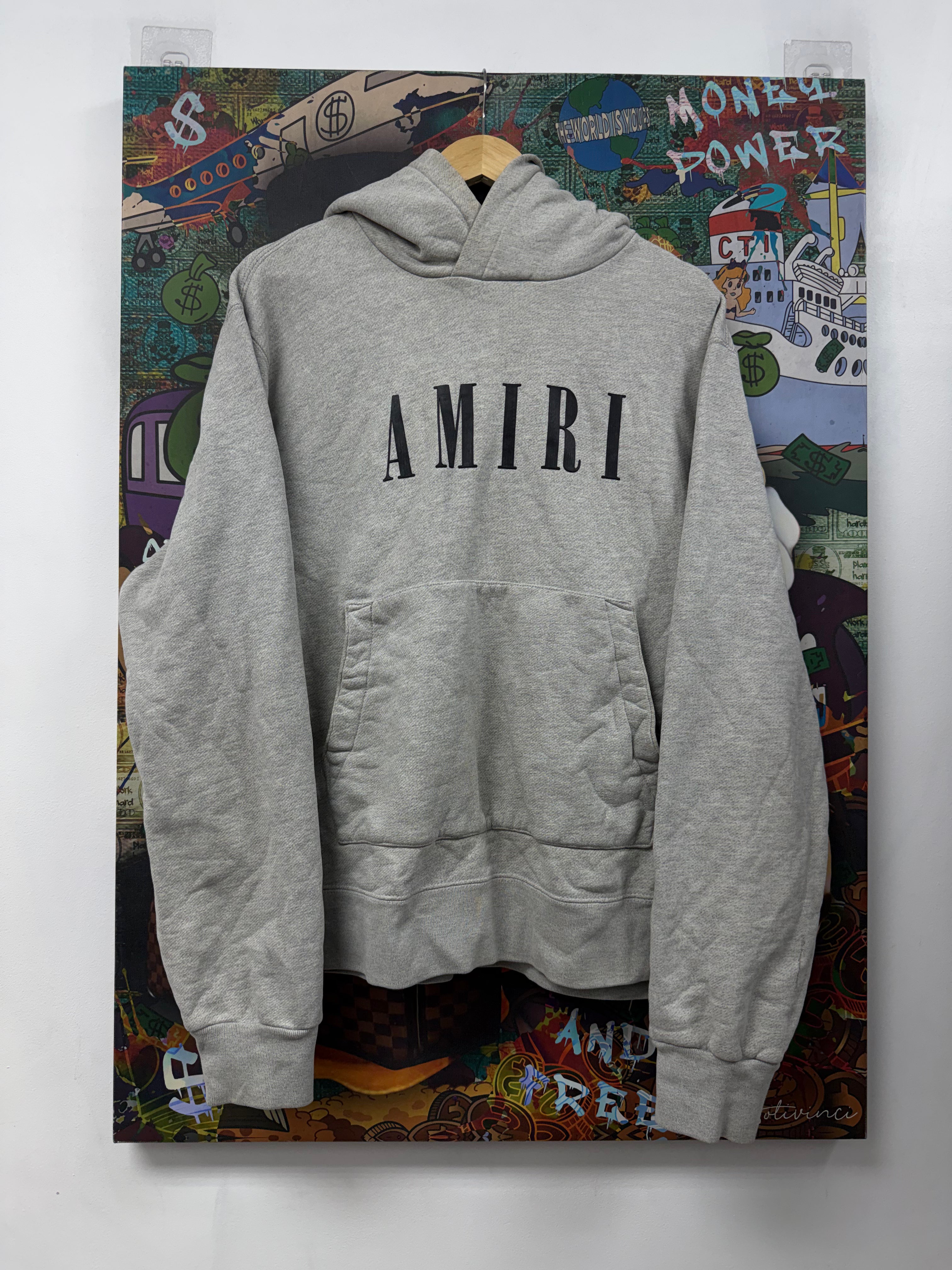 Amiri Grey Black Core Logo Hoodie