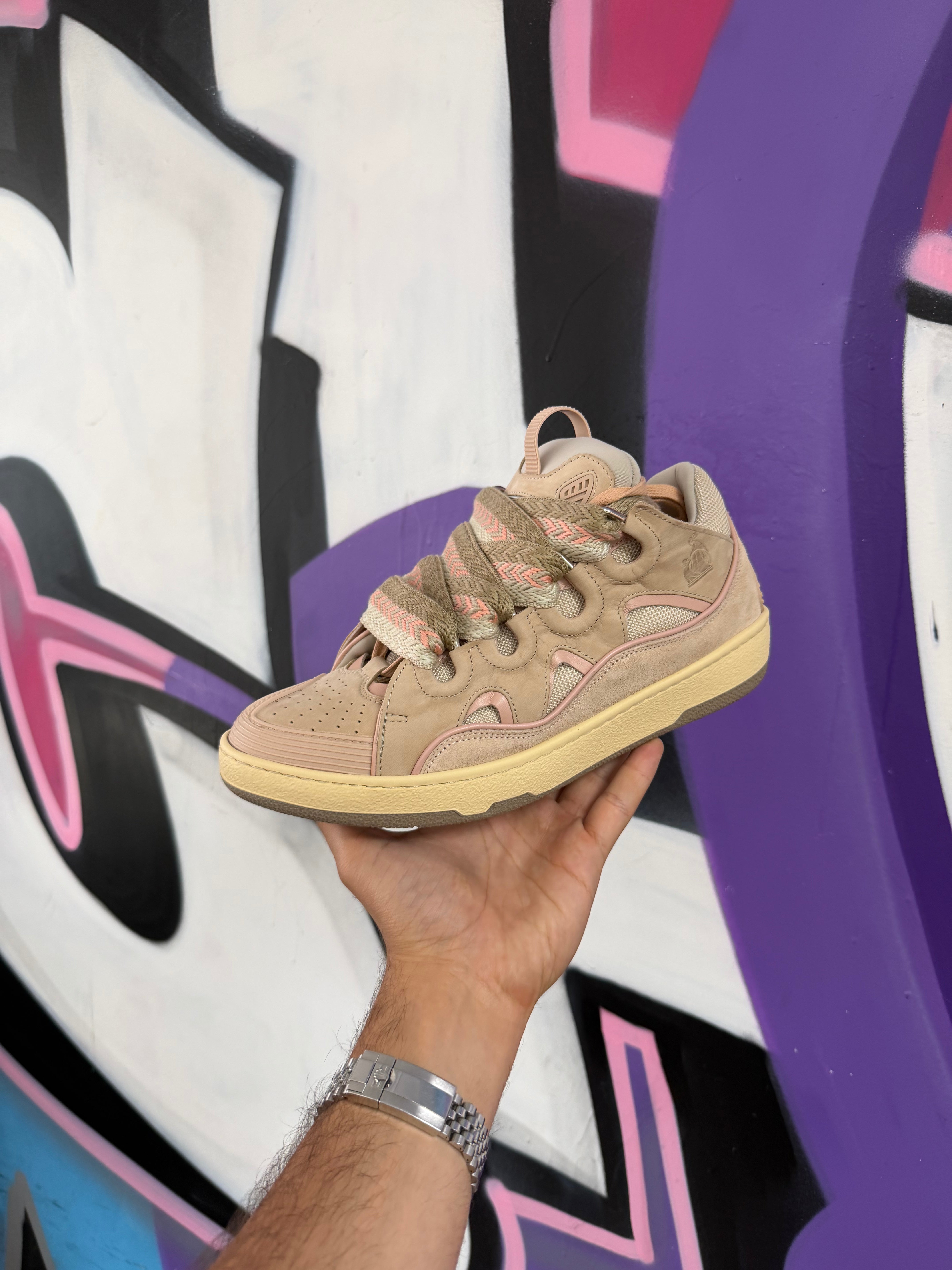 Lanvin Blush Pink Curb Sneakers