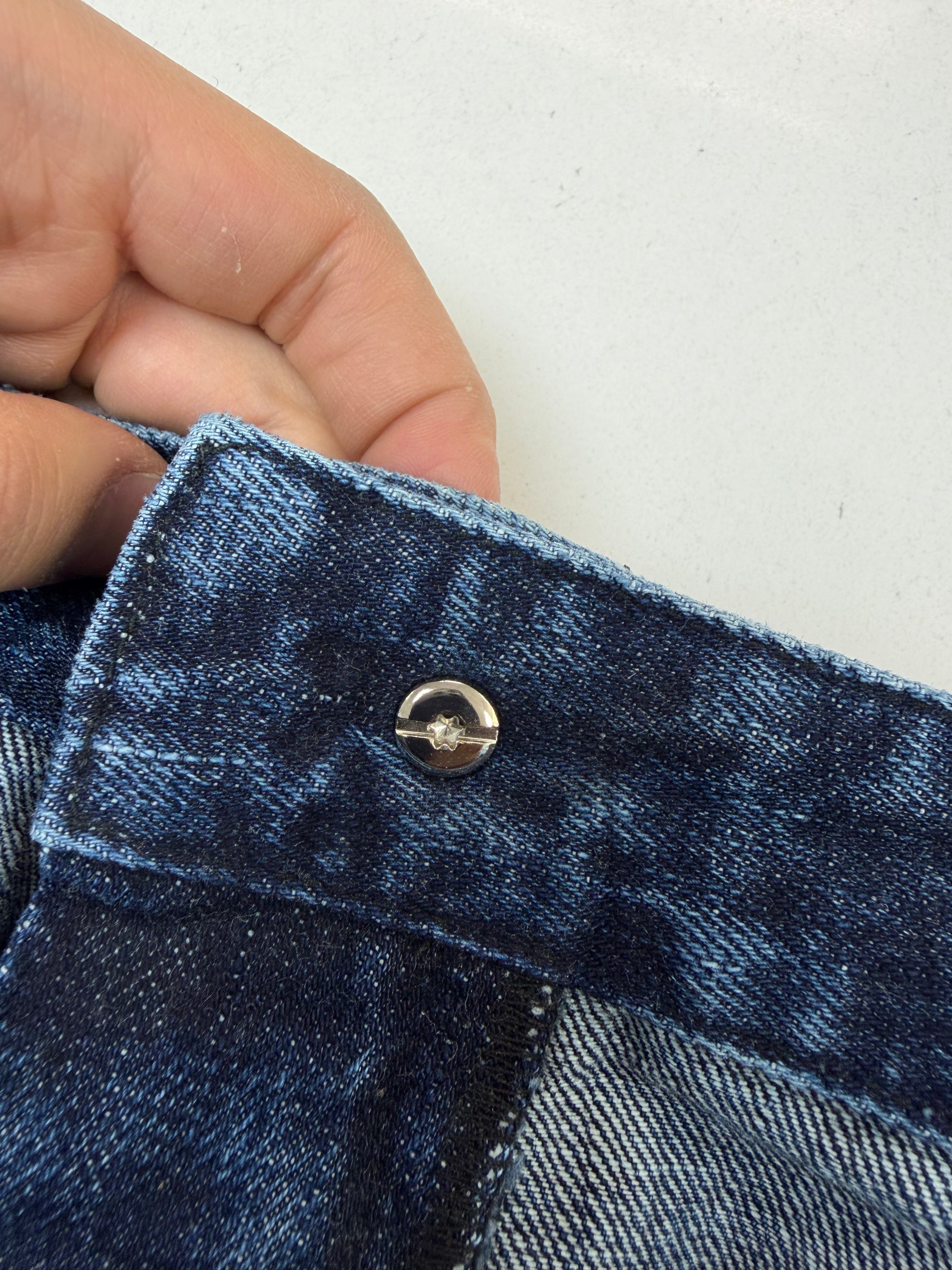 Chrome Hearts Denim Black Patch Jean Shorts