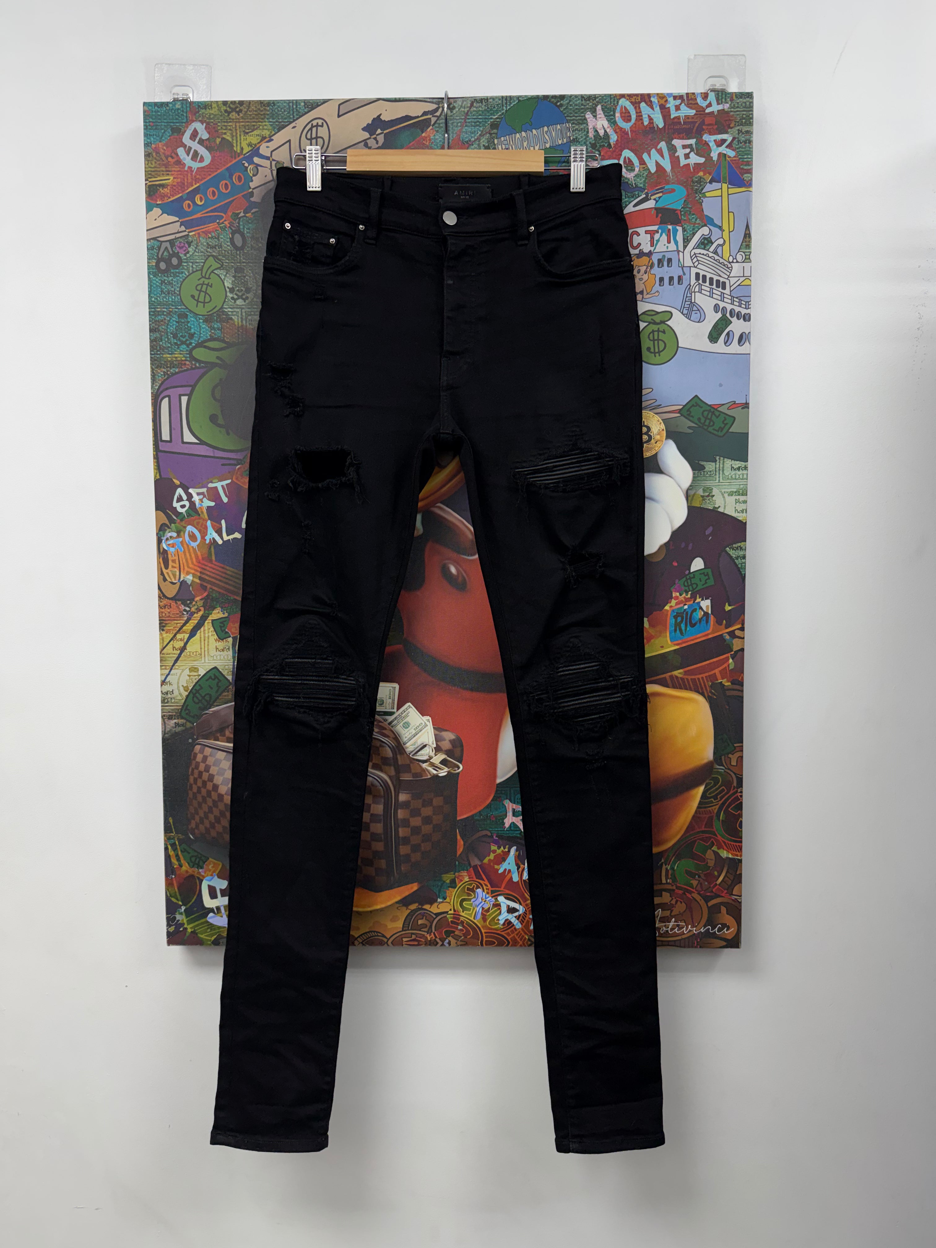 Amiri MX1 Black Black Patch (Altered Fits 31) Jeans