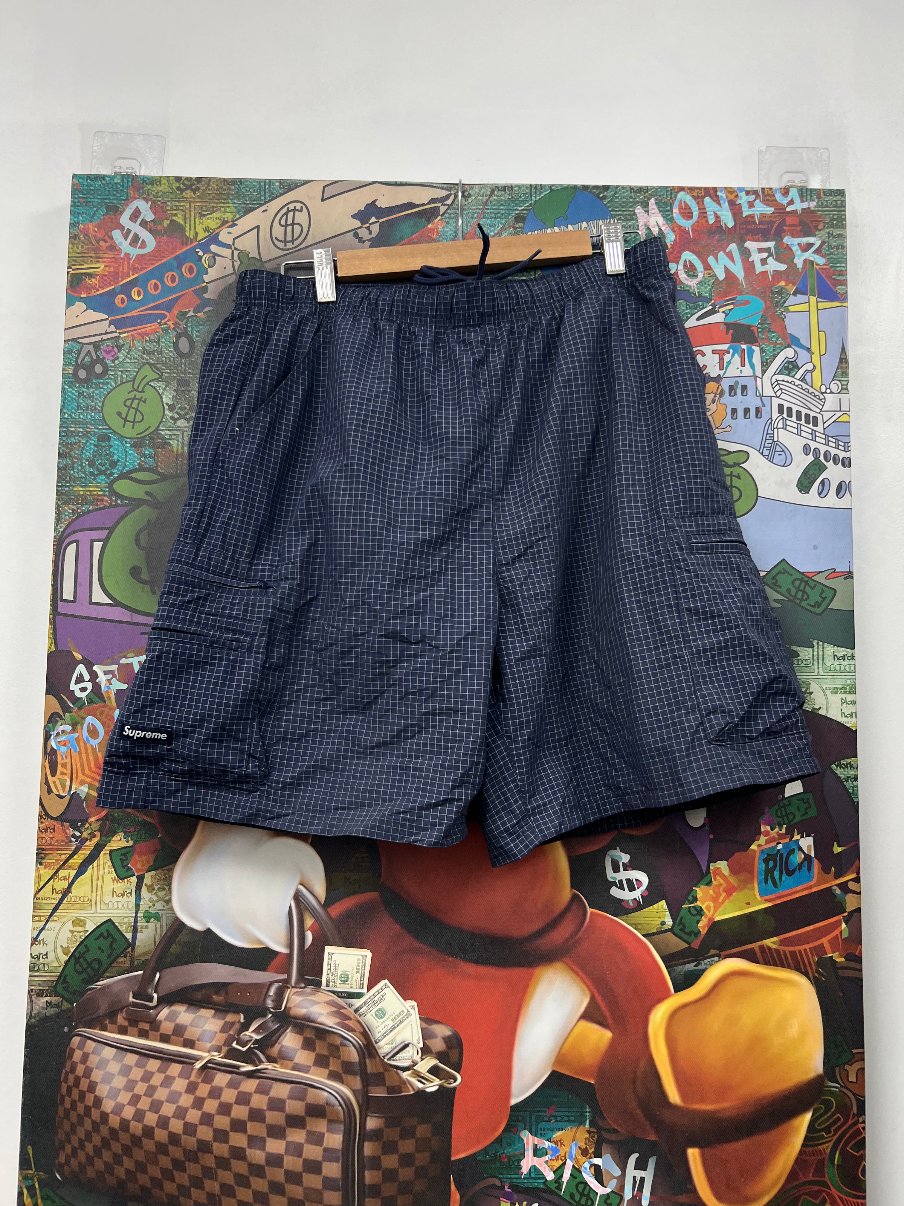 Supreme Navy Grid Cargo Shorts