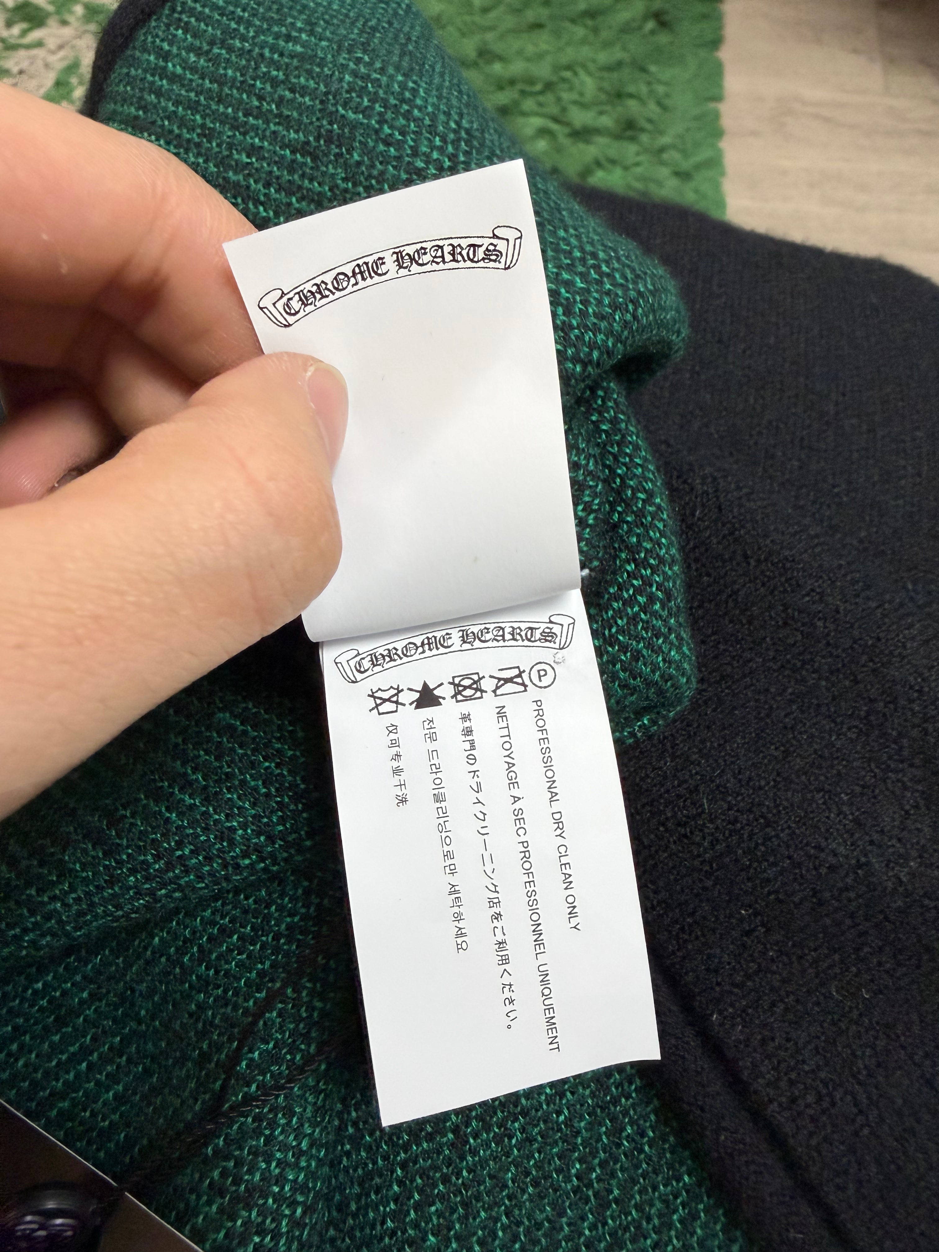 Chrome Hearts Black Green Scroll Logo Cashmere Sweater