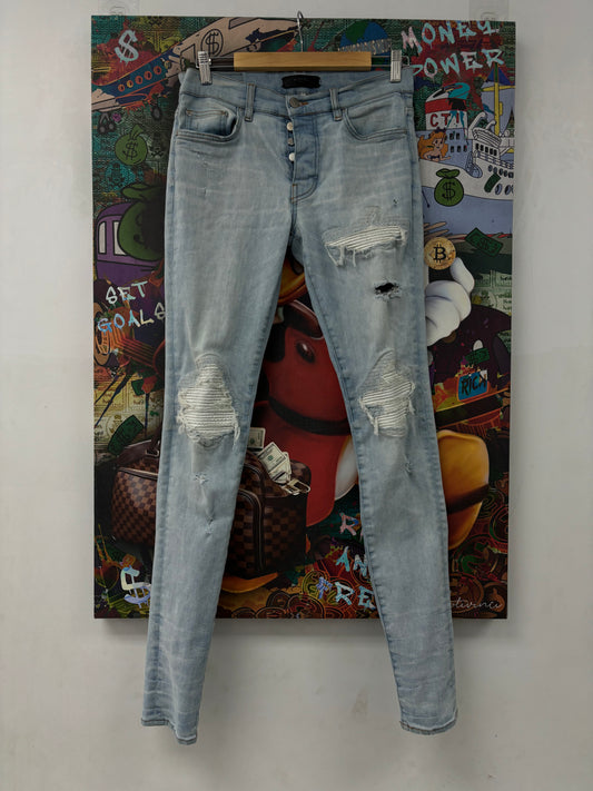 Amiri MX1 Light Wash White Patch Used 30