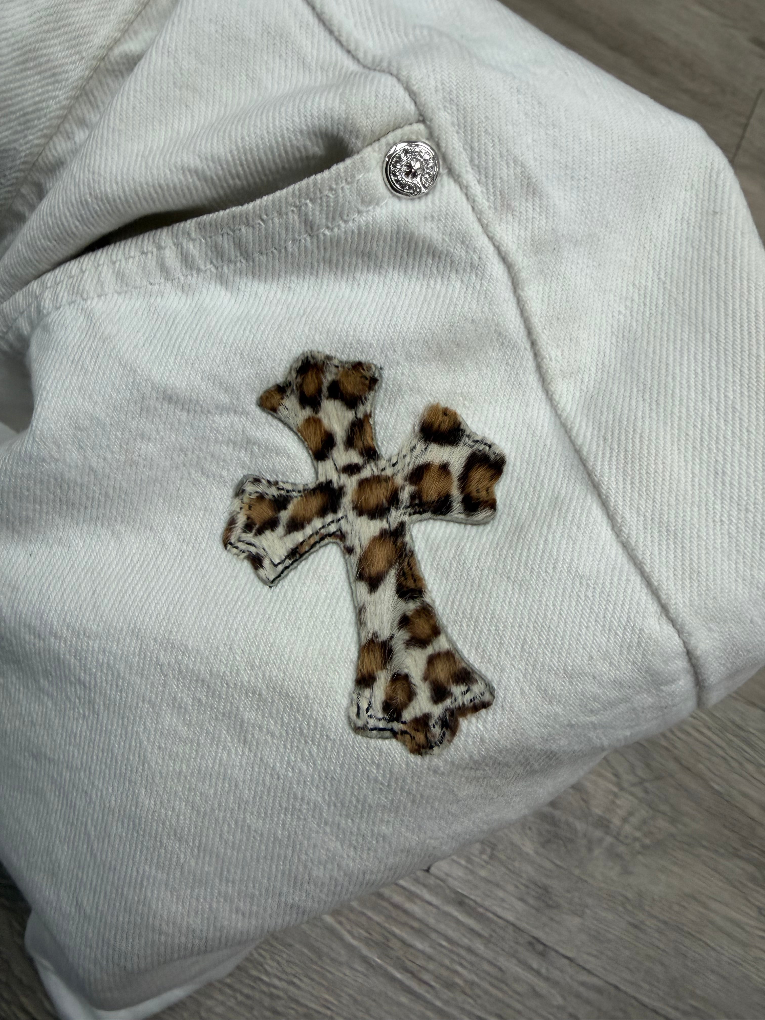 Chrome Hearts White Cheetah Patch Jeans