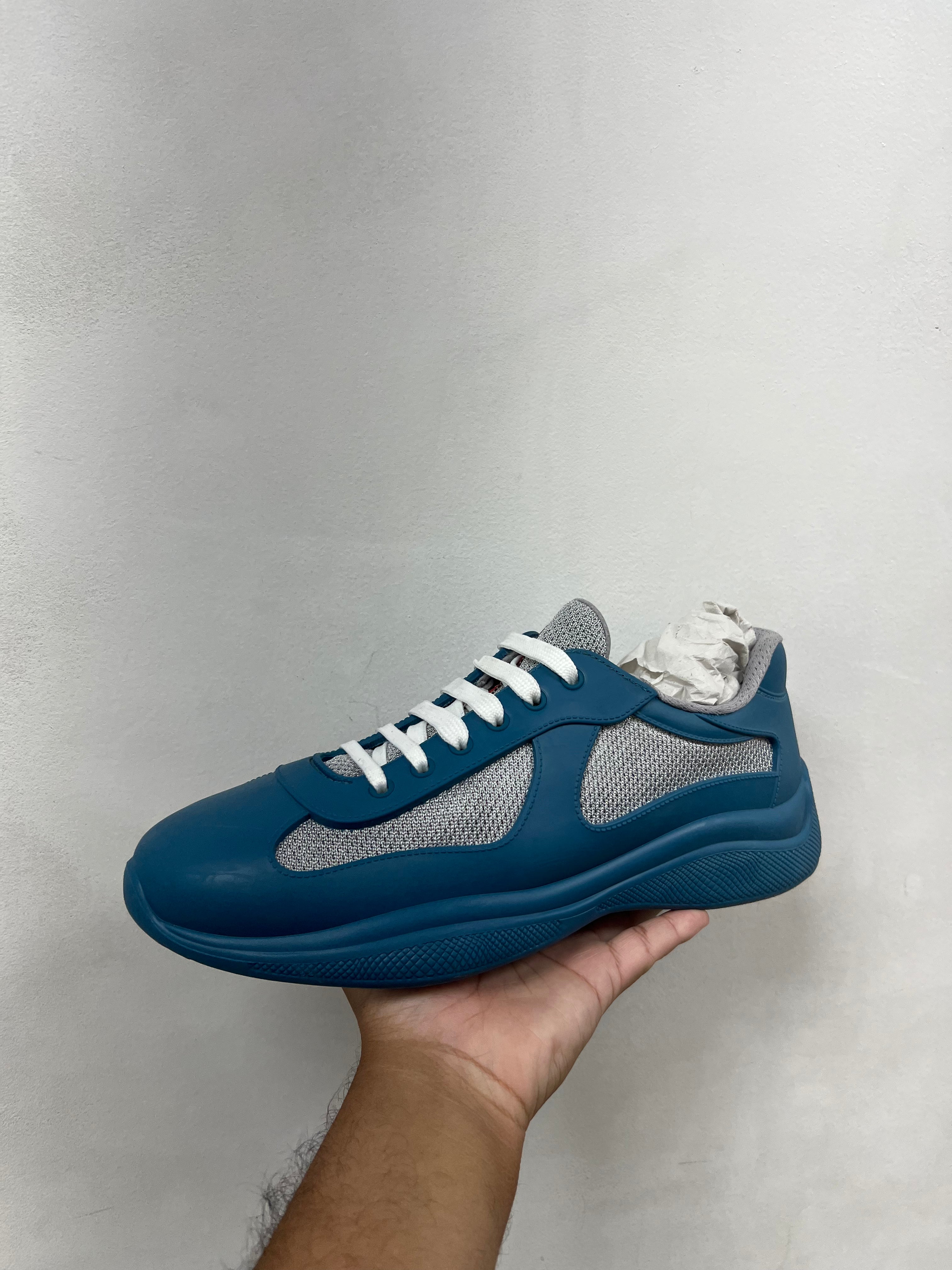 Prada Deep Blue Rubber Cups Sneakers