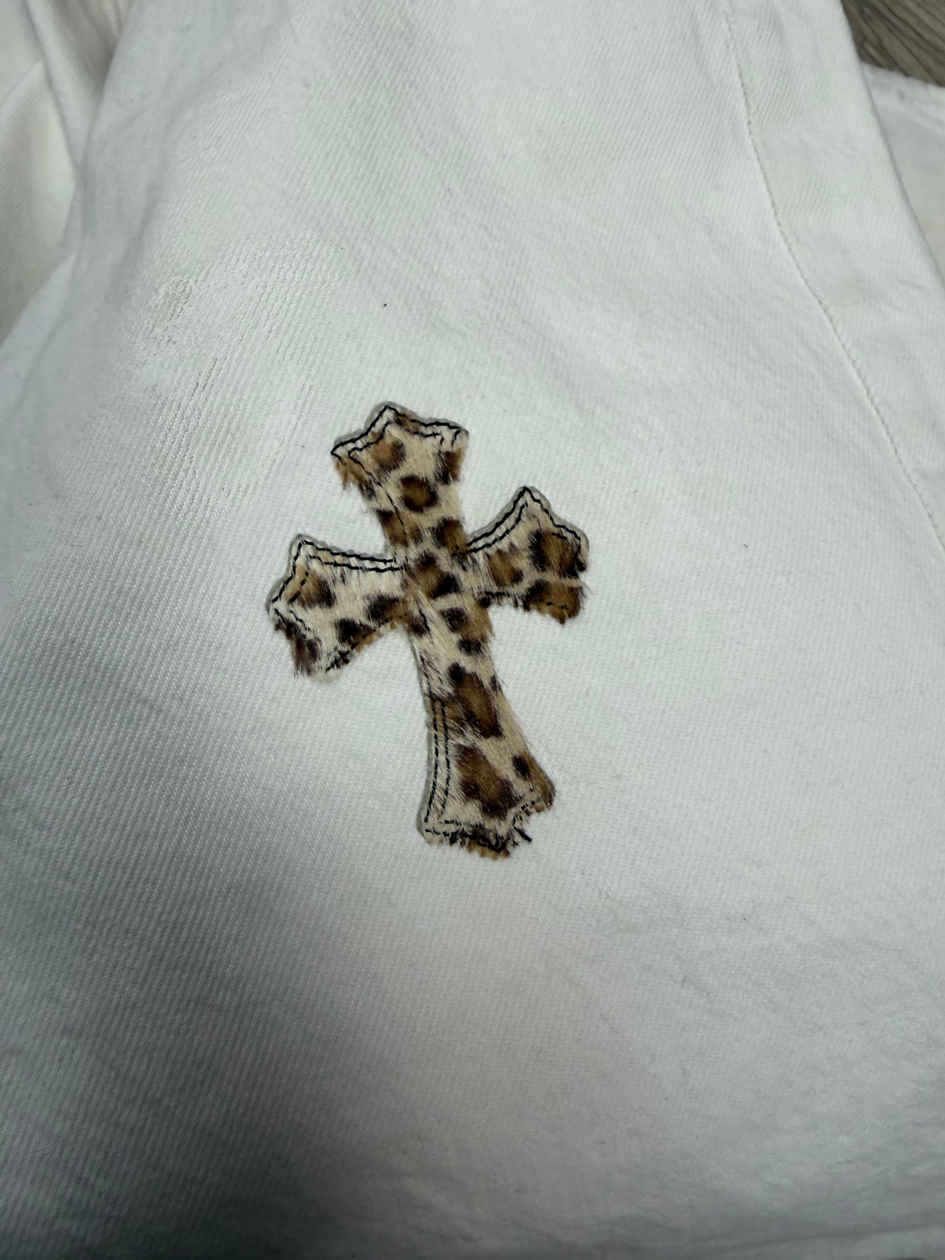 Chrome Hearts White Cheetah Patch Jeans