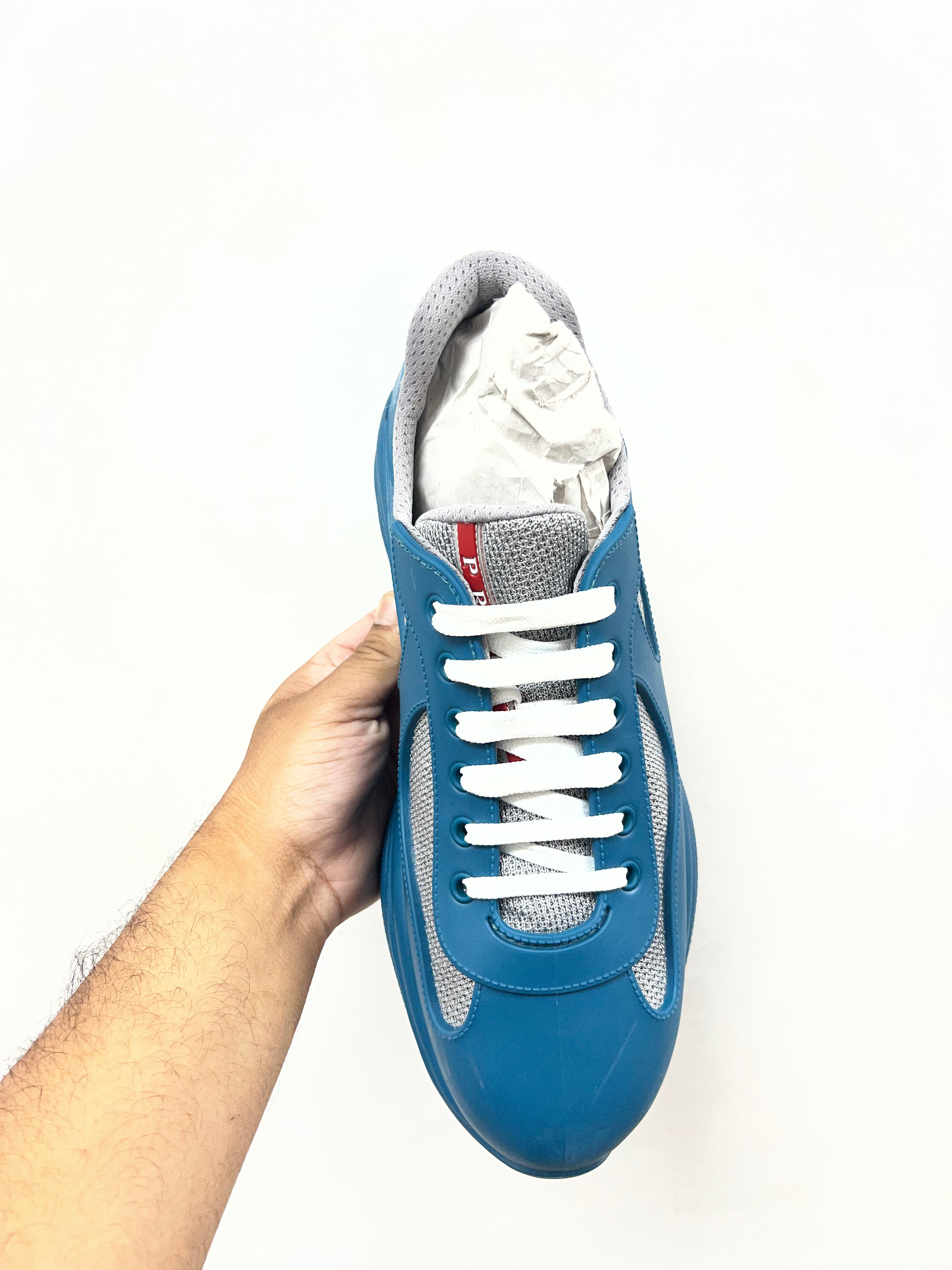 Prada Deep Blue Rubber Cups Sneakers