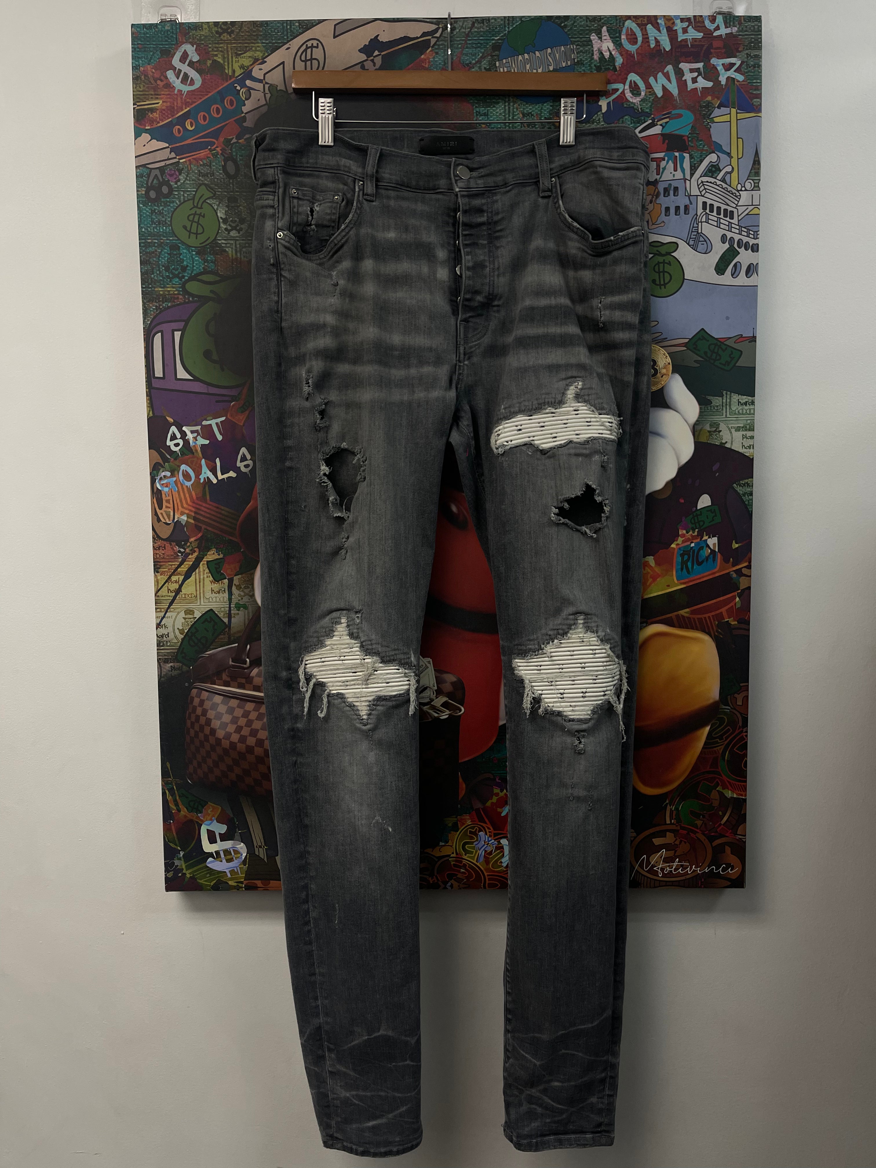 Amiri Grey Playboy Patch MX1 Jeans