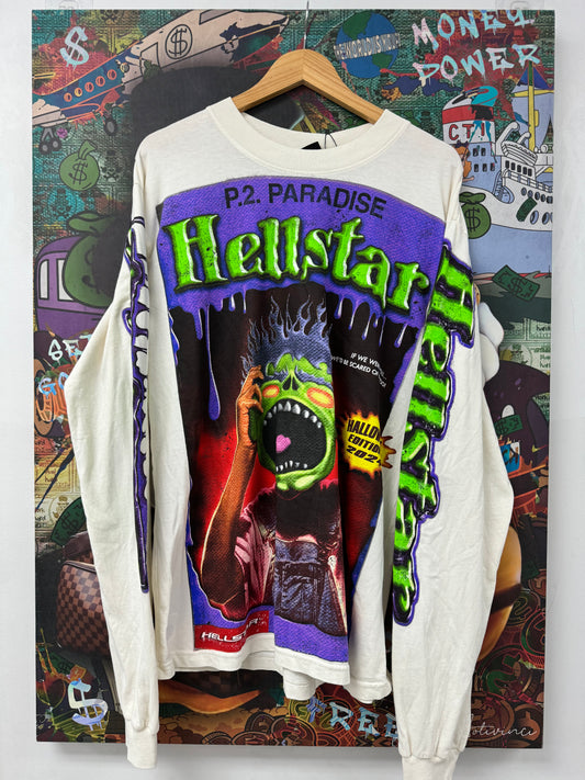 Hellstar LS Frankenstein Halloween Cream New Small With Tags