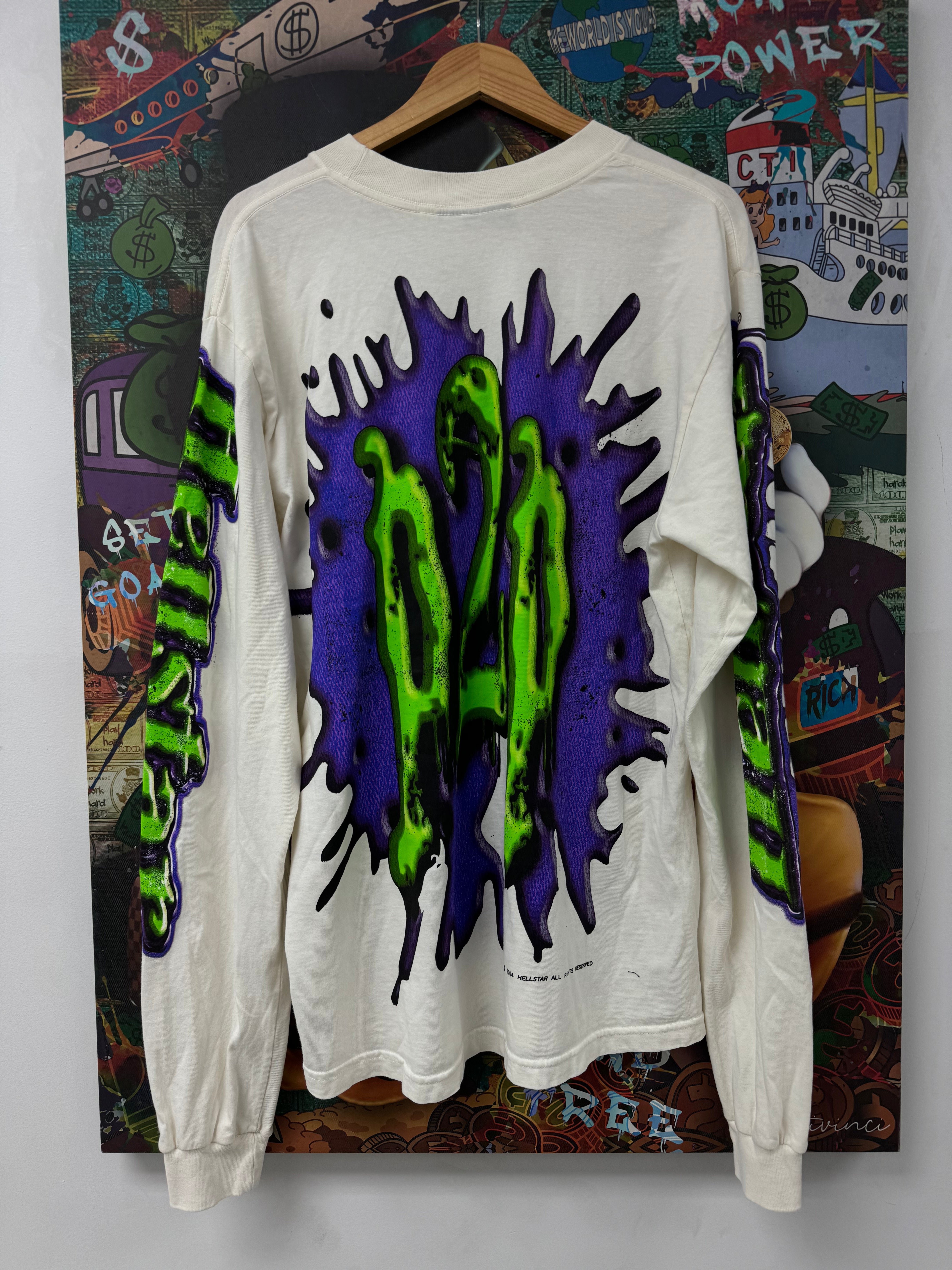 Hellstar LS Frankenstein Halloween Cream New Small With Tags