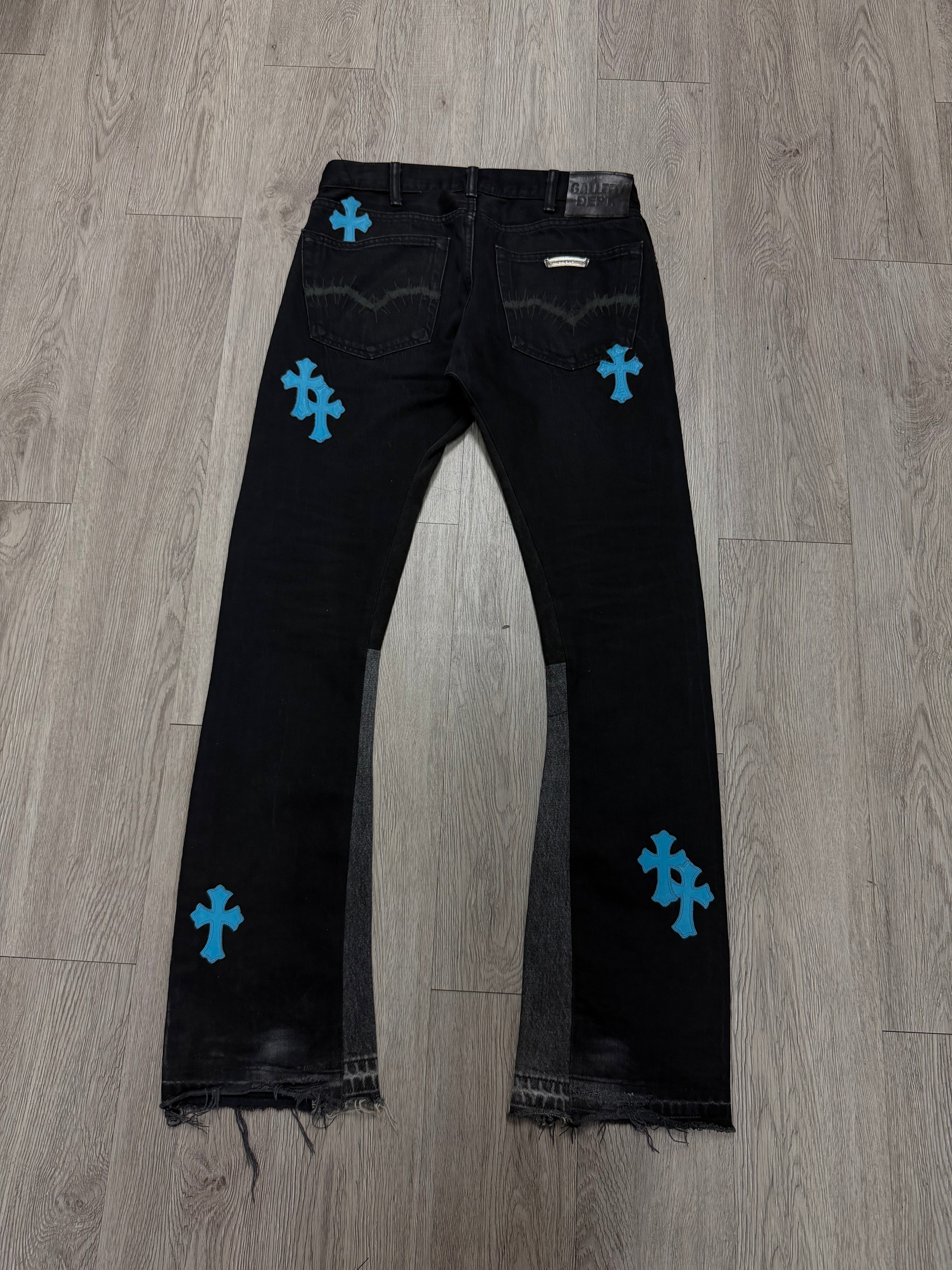 Chrome Hearts x Gallery Black Flare Blue Patch Jeans