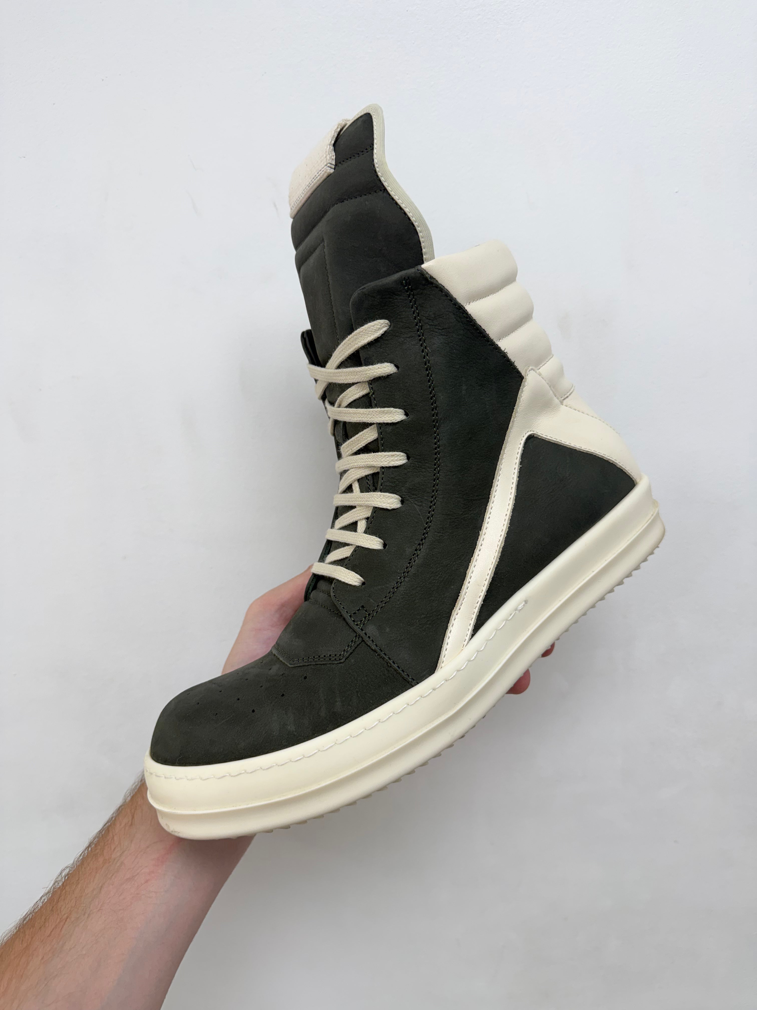 Rick Owens Forrest Green Geobasket Sneakers