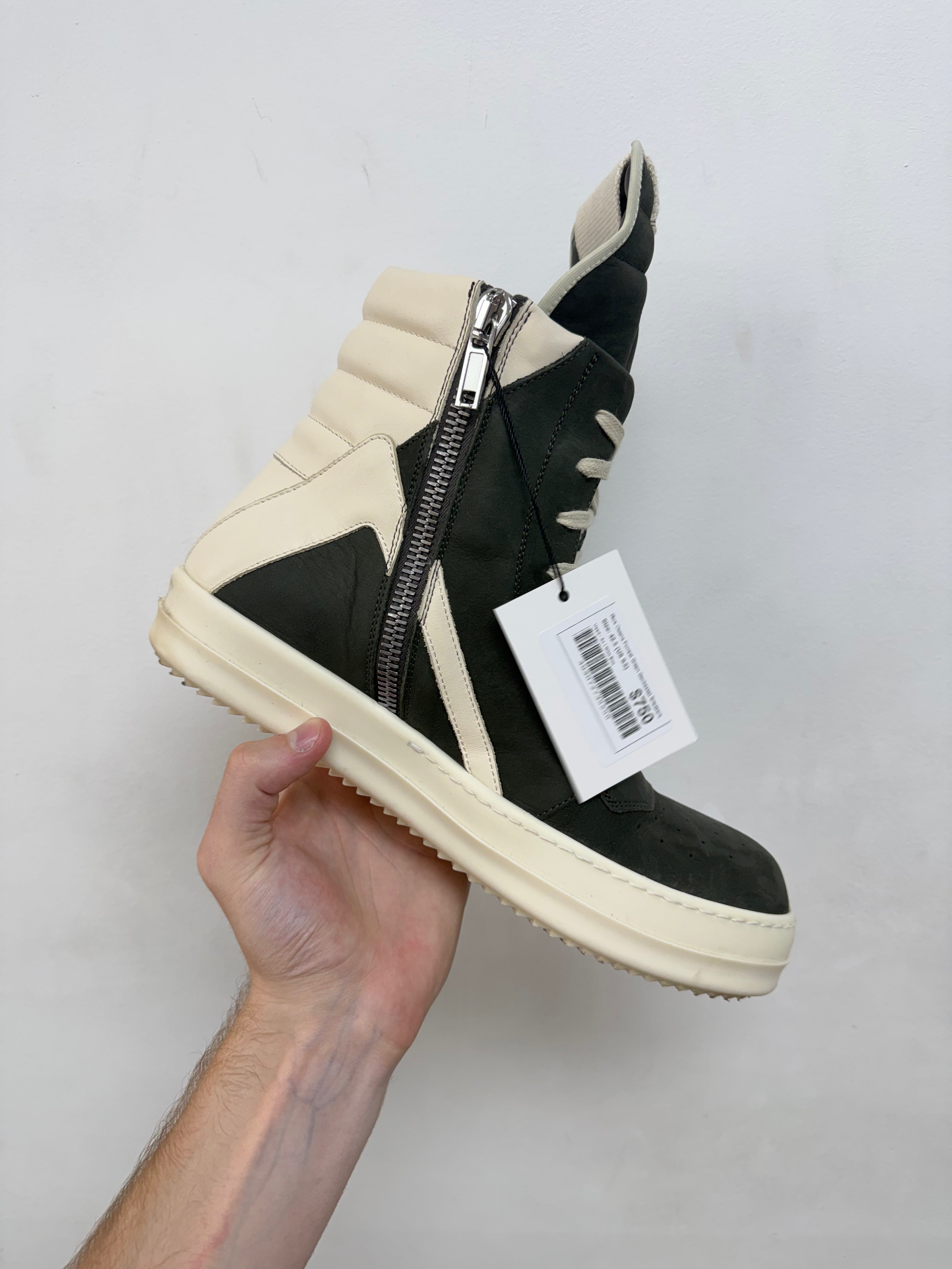 Rick Owens Forrest Green Geobasket Sneakers