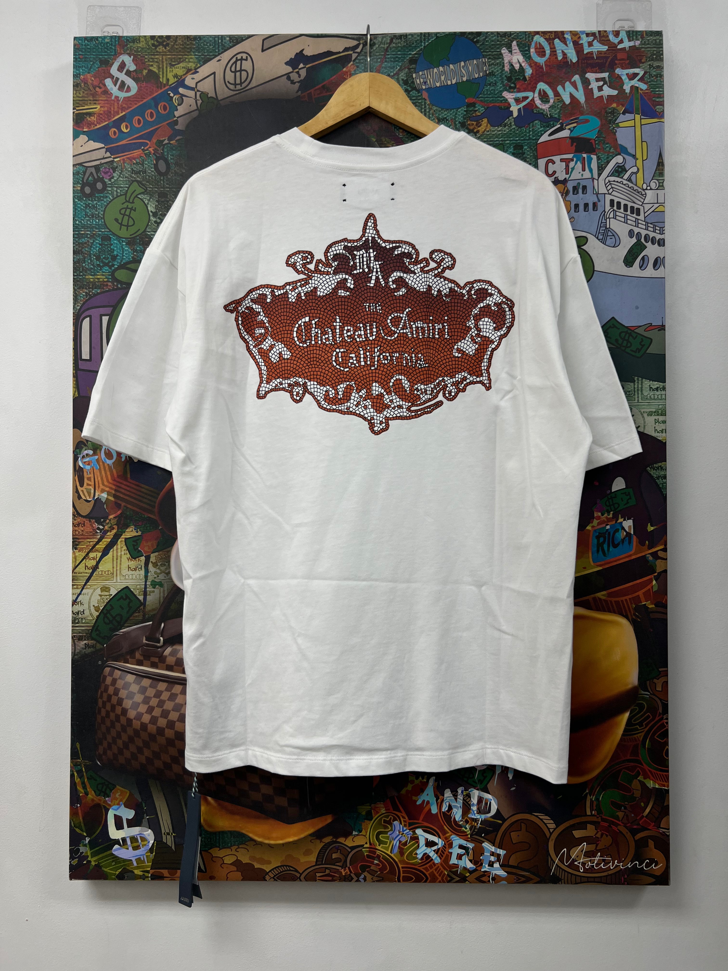 Amiri White Chateau Crest Logo Oversized Tee