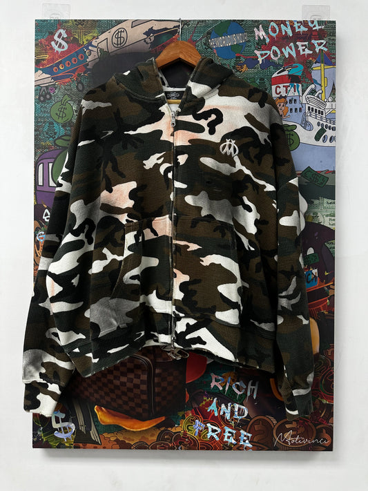HMDD Zip Up Thermal Camo Splatter New Medium With Tags