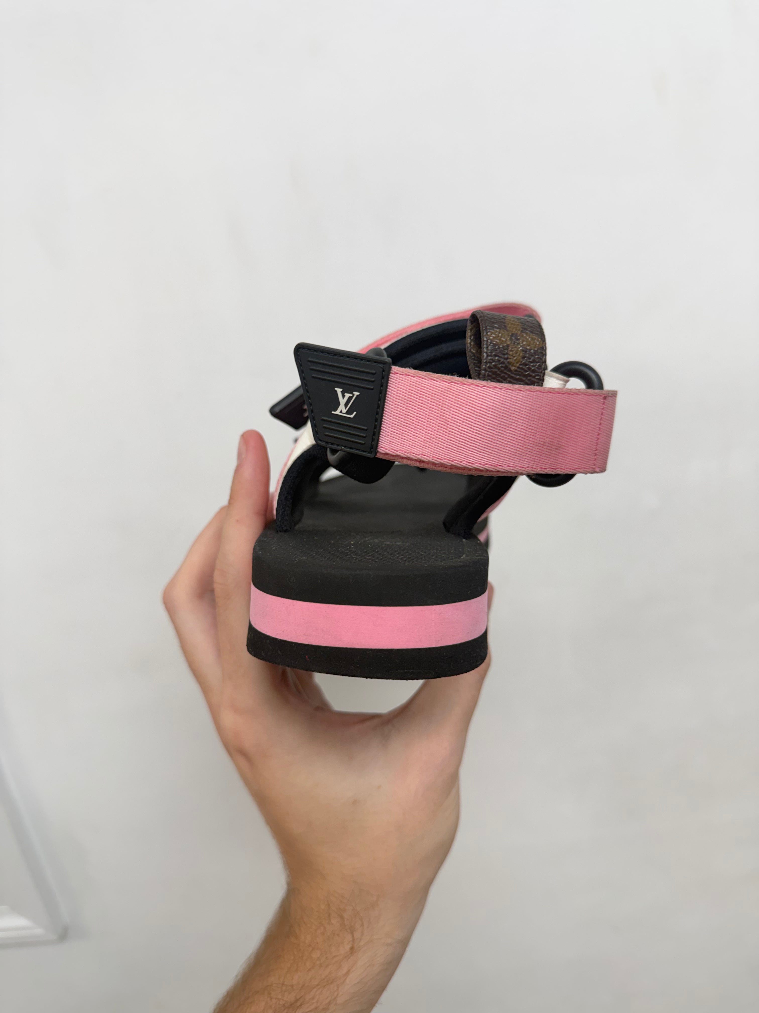 Louis Vuitton Pink Black Strap Sandals