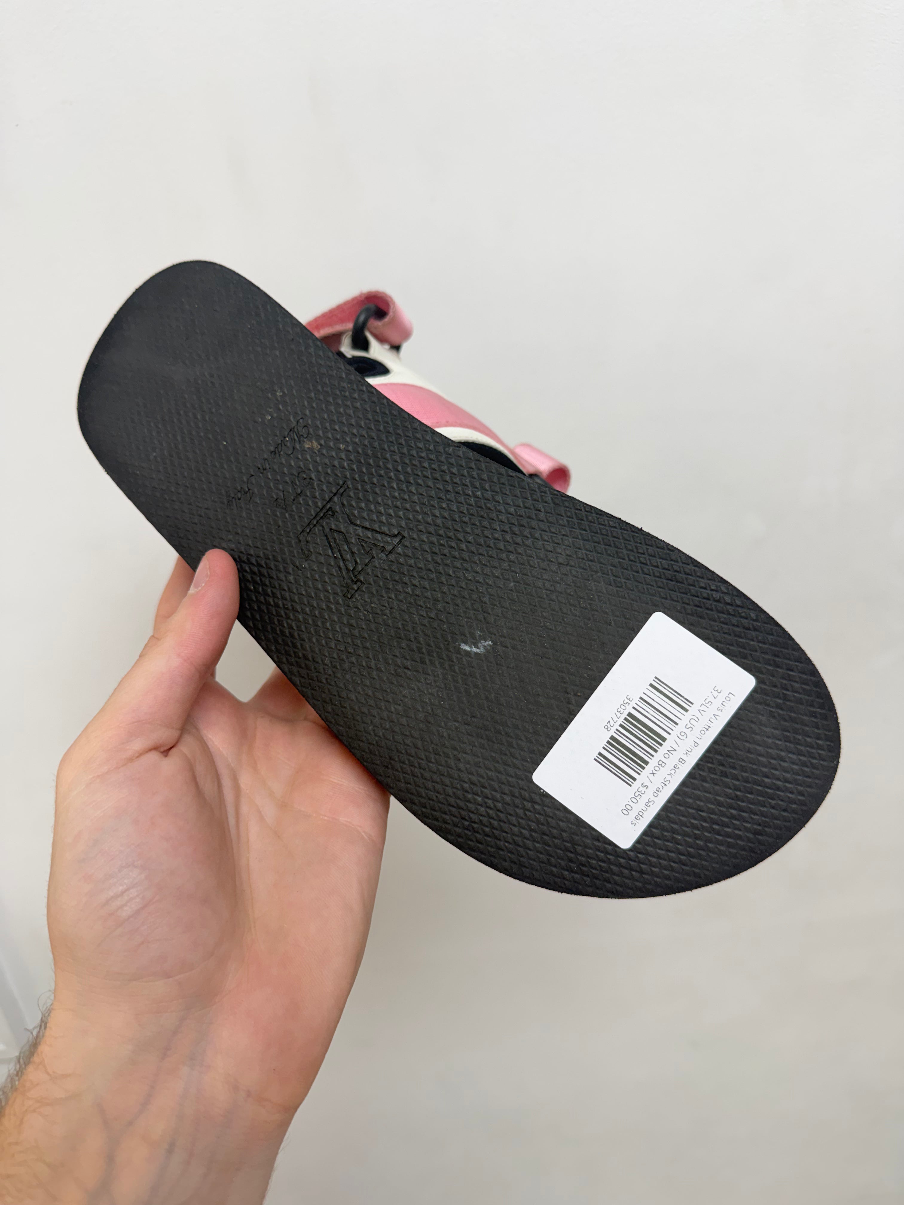 Louis Vuitton Pink Black Strap Sandals