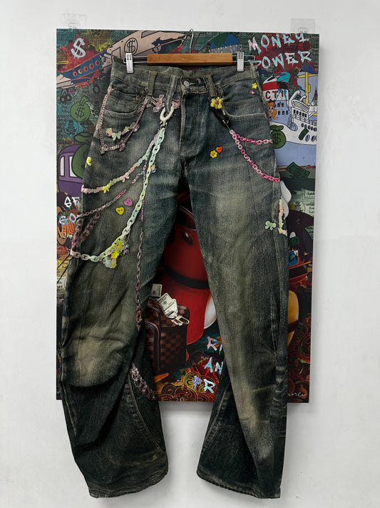 ACNE Studios Jeans Kawaii Key Chain Illusion Denim New 46 (32) With Tags