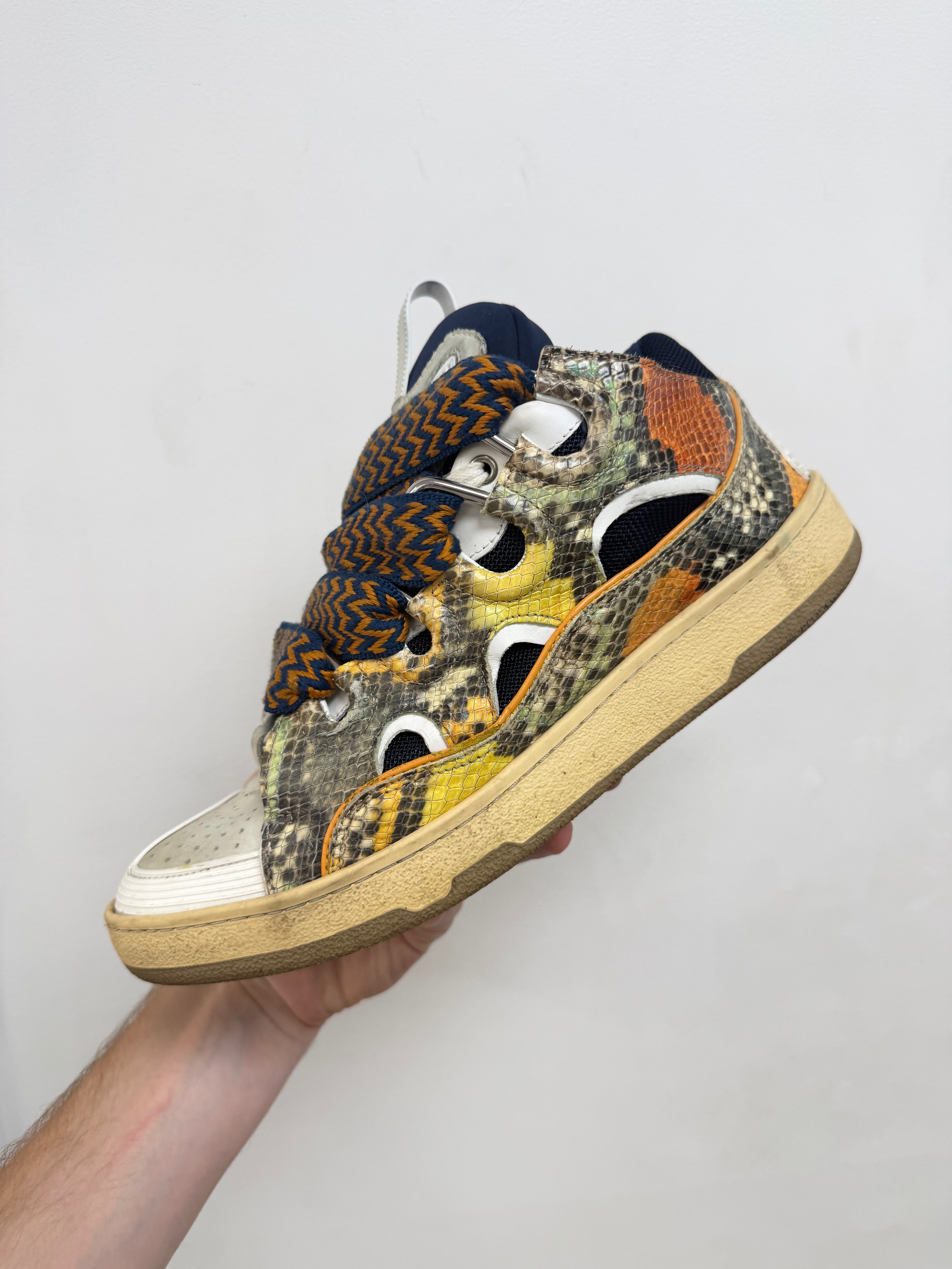 Lanvin Snakeskin Multi Curb Sneakers