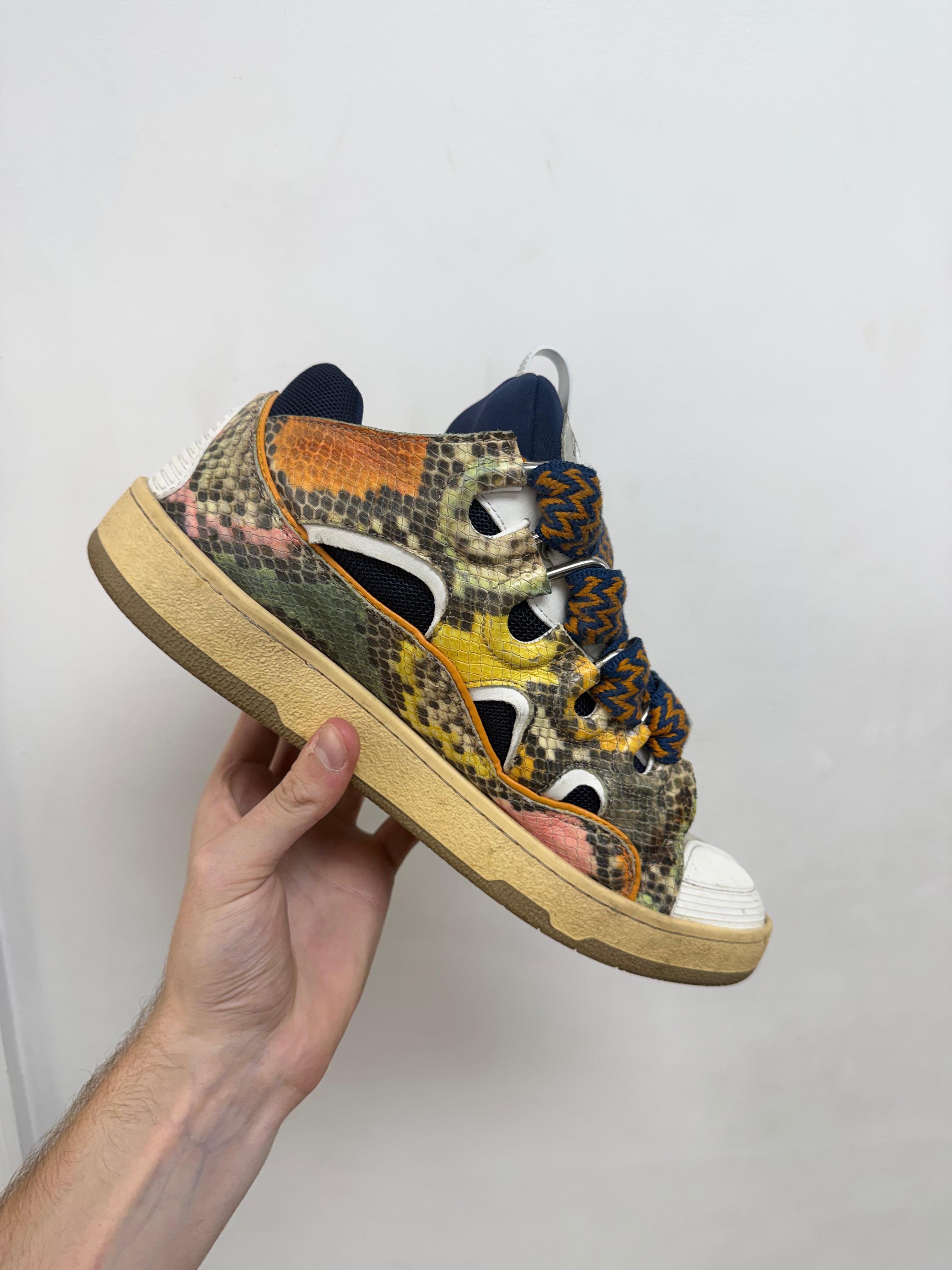 Lanvin Snakeskin Multi Curb Sneakers