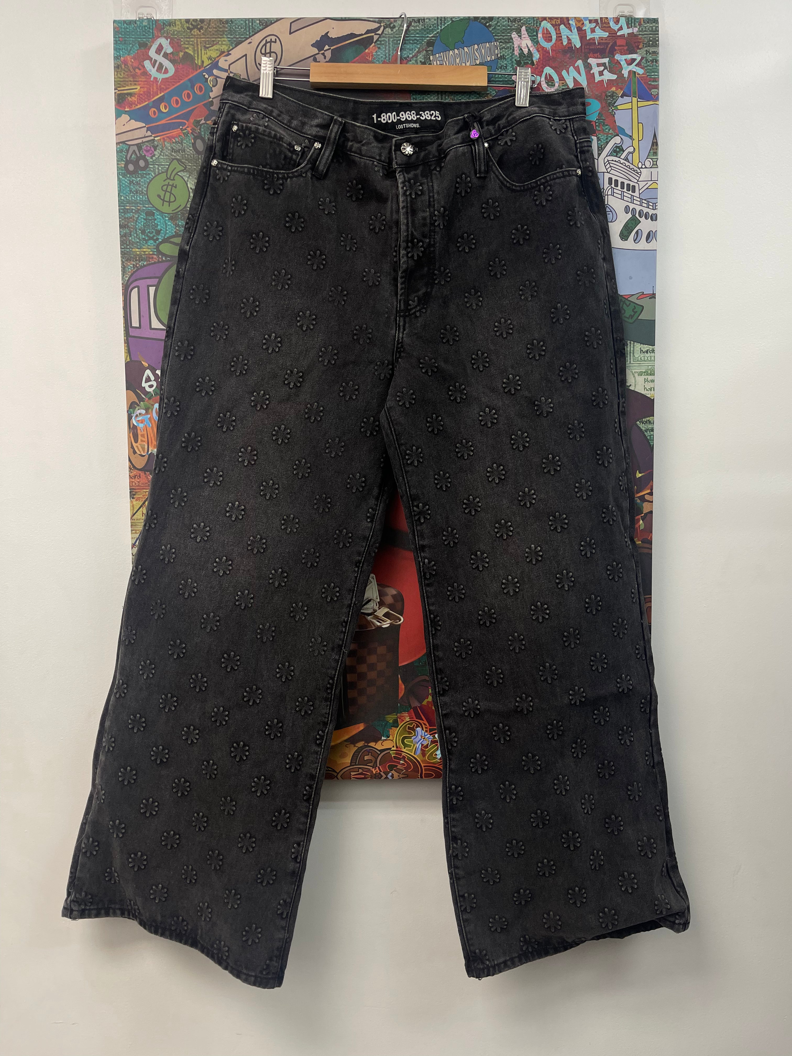 LOST SHDWS Black Embossed Jeans