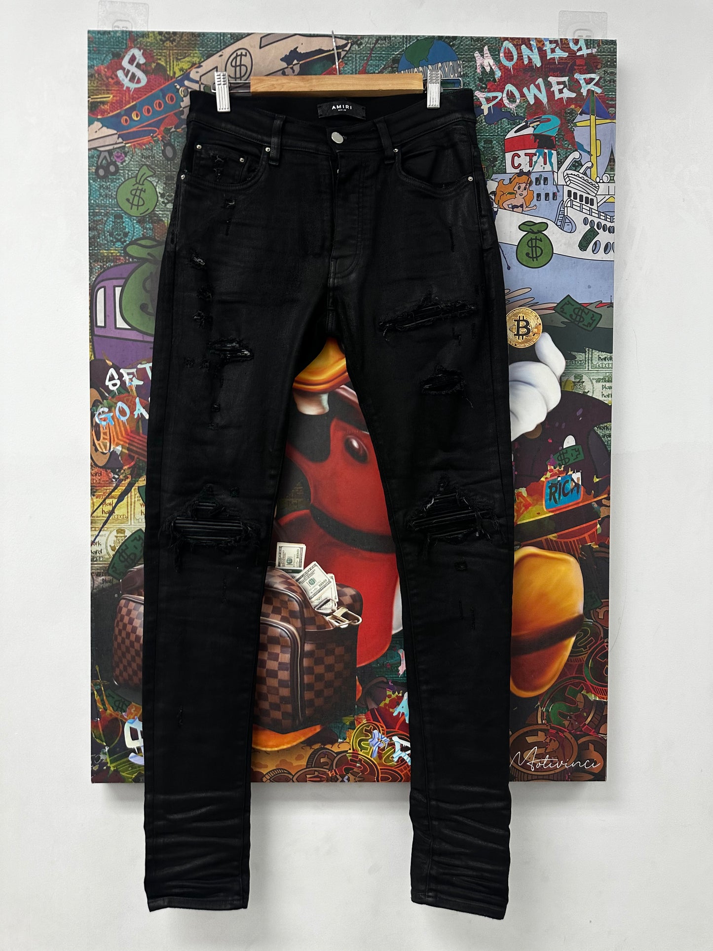 Amiri Jeans MX1 Black Wax Patch Used 30 N/A