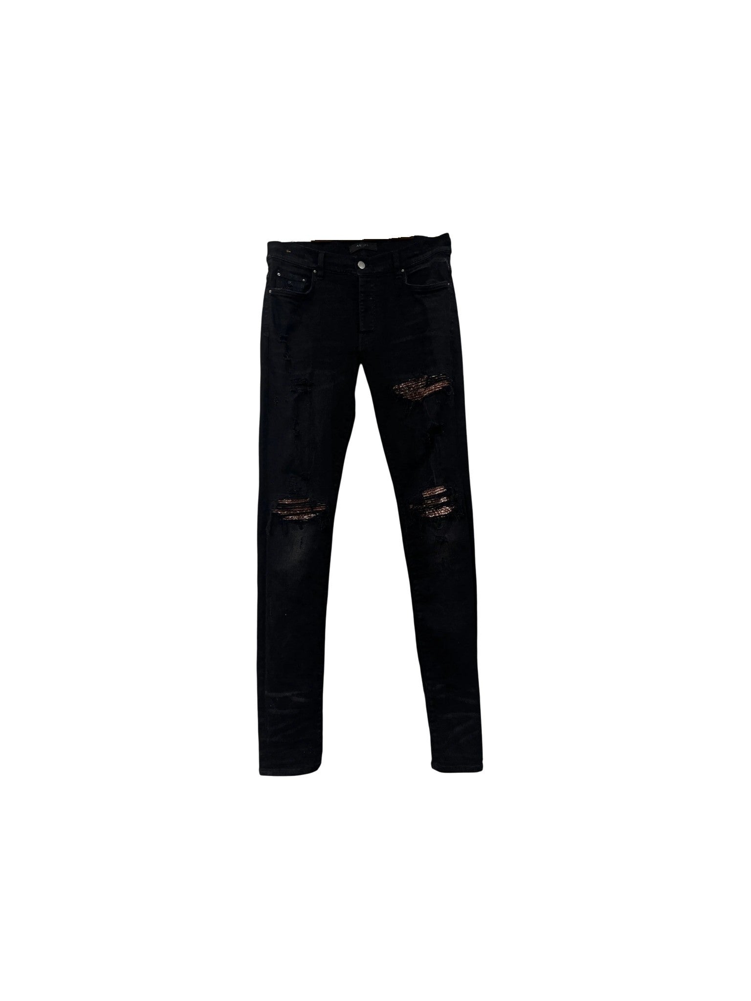 Amiri "MX1" Paisley Patch Black Wash & Brown Jeans