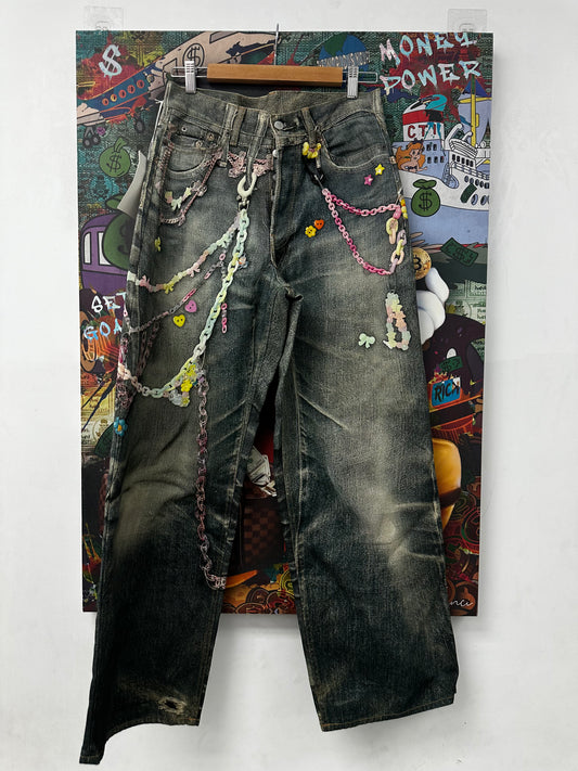 ACNE Studios Jeans Kawaii Key Chain Illusion Denim New 44 (30) With Tags
