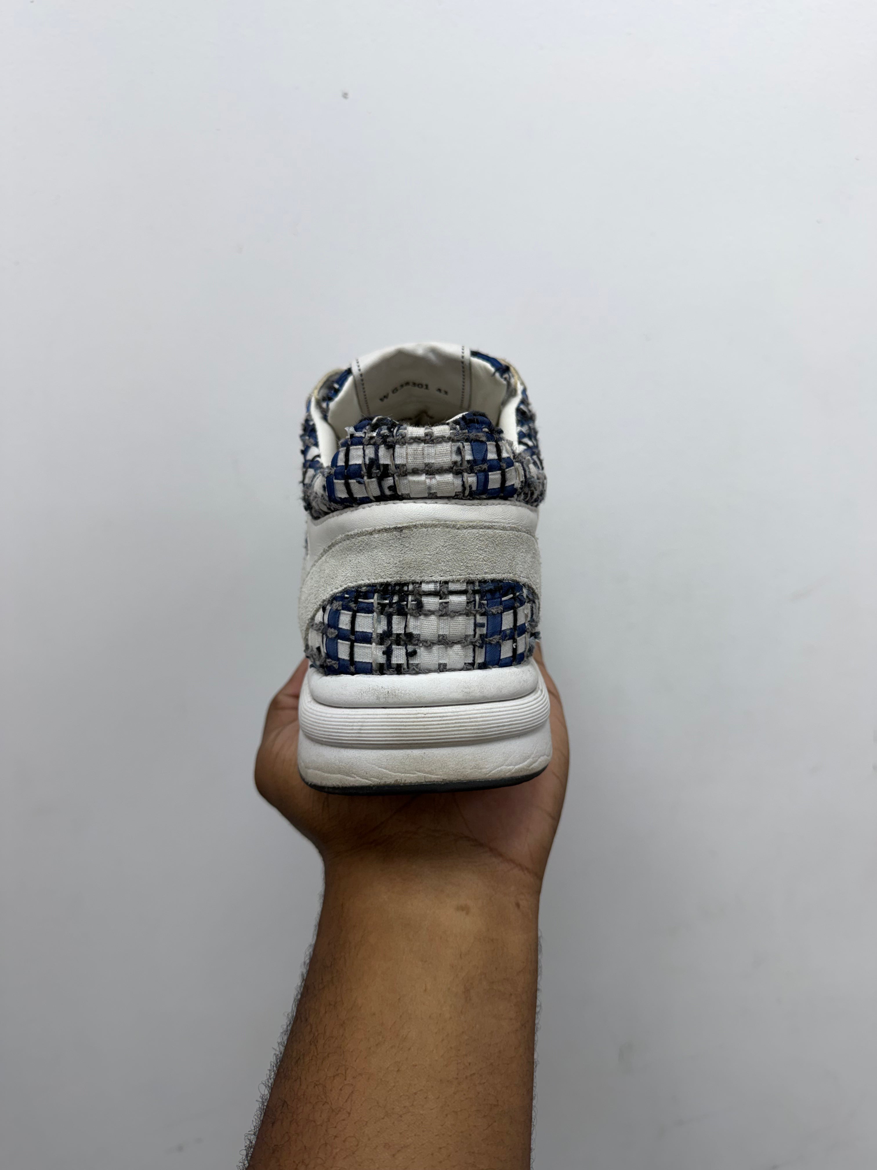 Chanel Blue White CC Tweed Sneakers