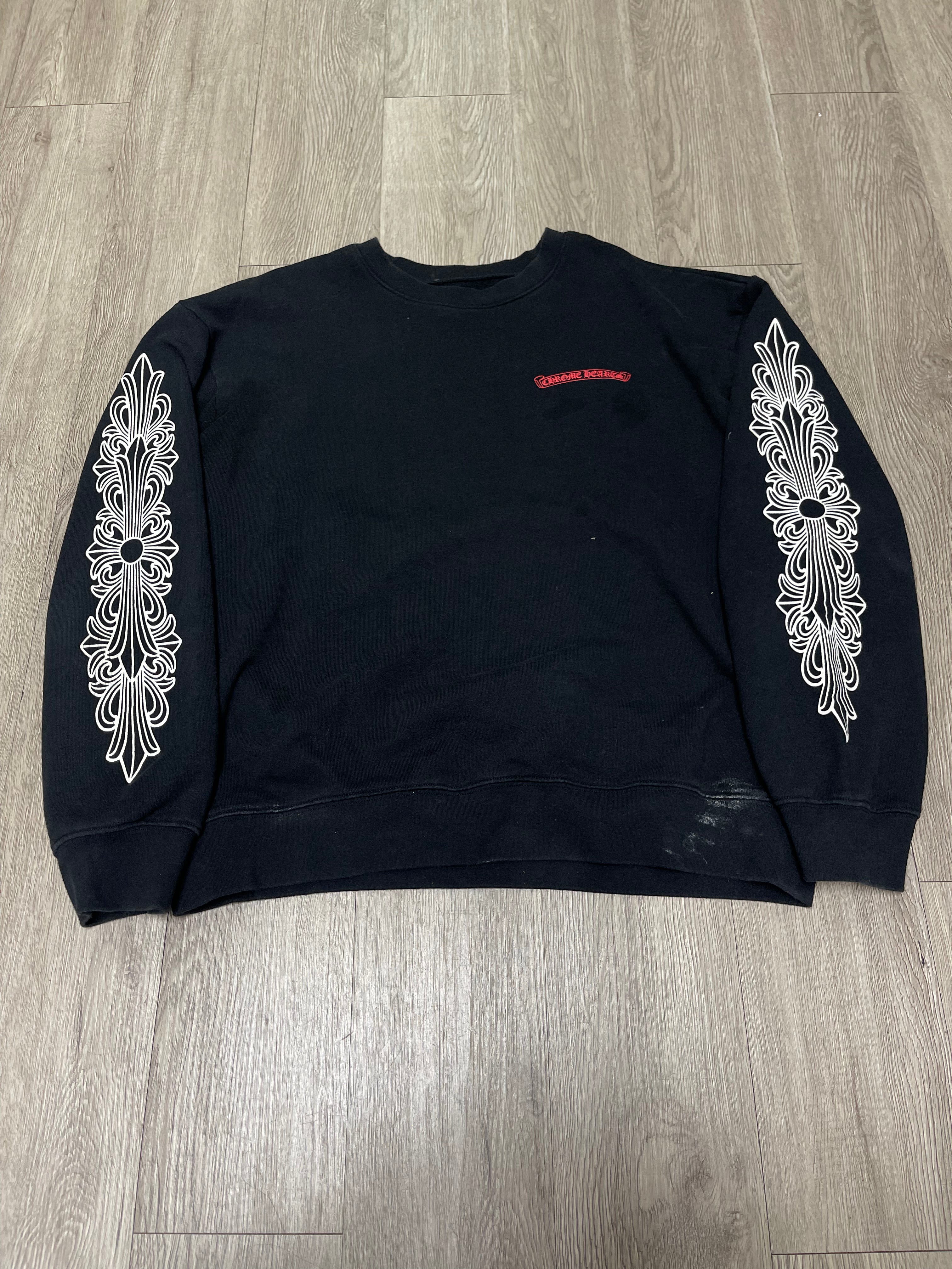 Chrome  Hearts Black Matty Boy Chomper Floral Crewneck